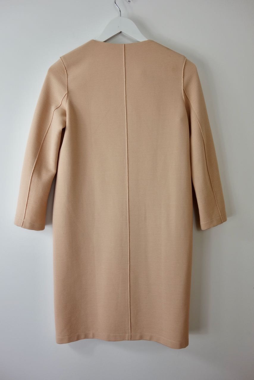 Preowned Harris Wharf Pink Cotton Collarless Coat Size S Pale Pink no fabric composition label/feels like cotton blend