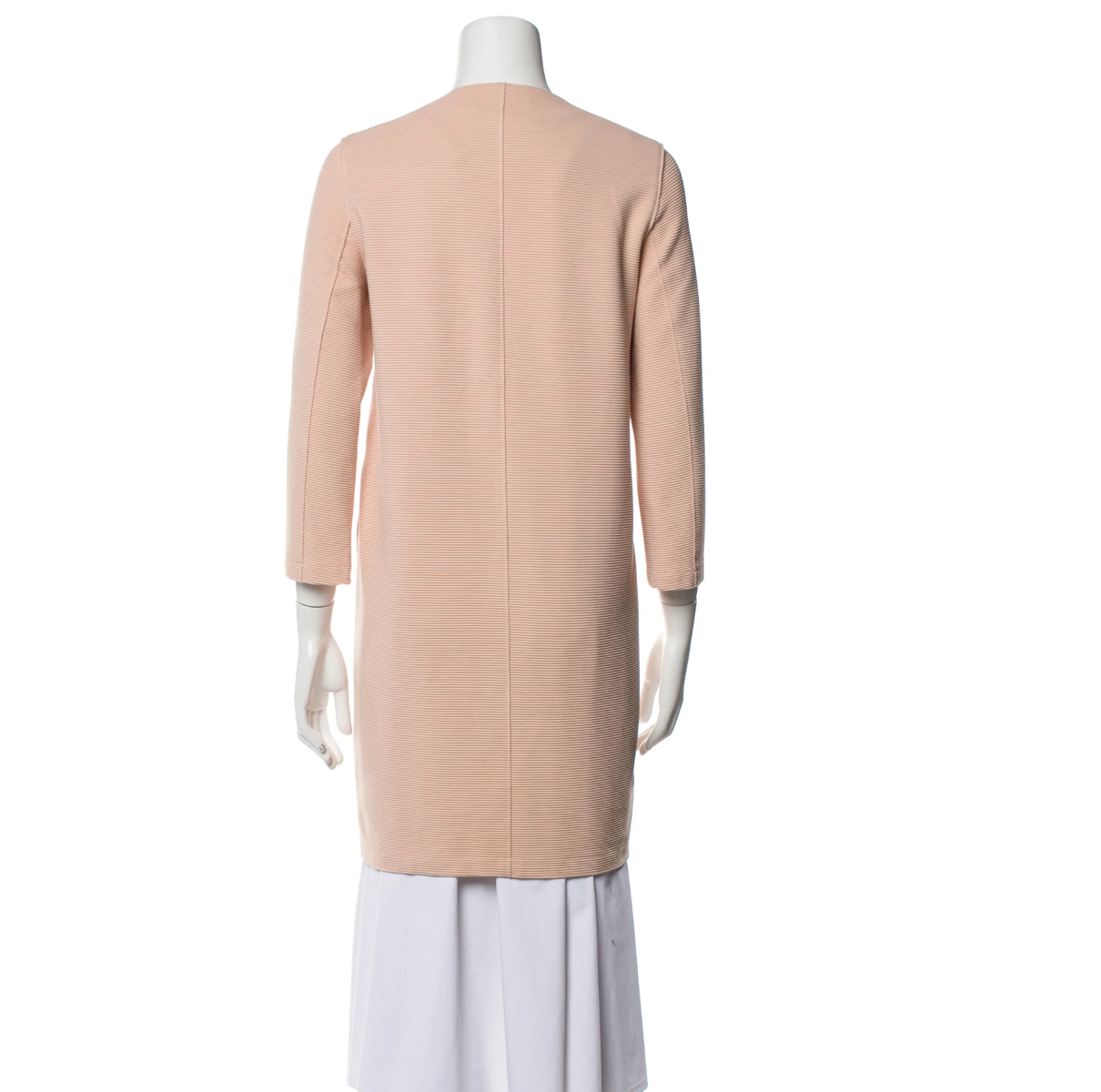 Preowned Harris Wharf Pink Cotton Collarless Coat Size S Pale Pink no fabric composition label/feels like cotton blend