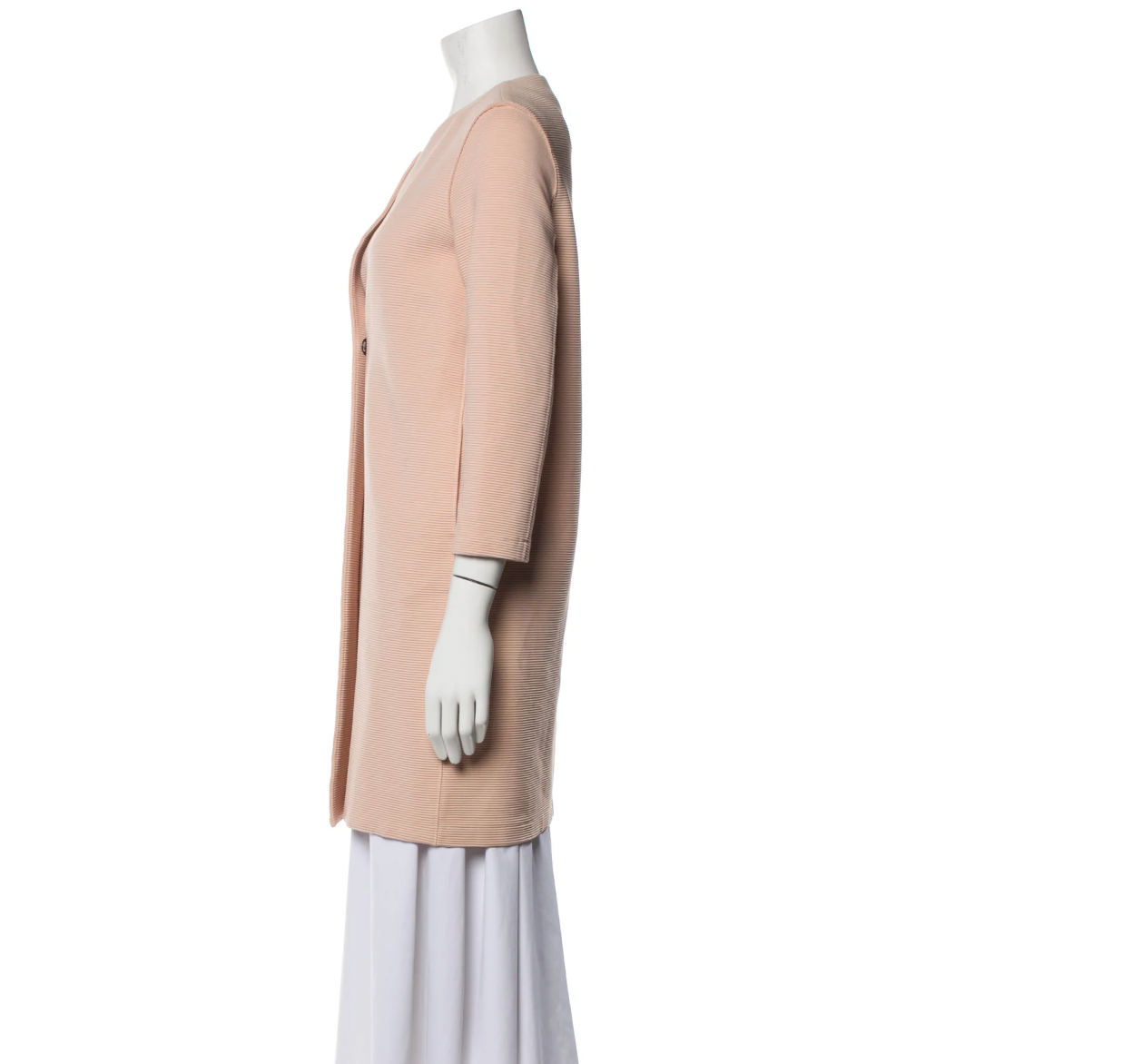 Preowned Harris Wharf Pink Cotton Collarless Coat Size S Pale Pink no fabric composition label/feels like cotton blend