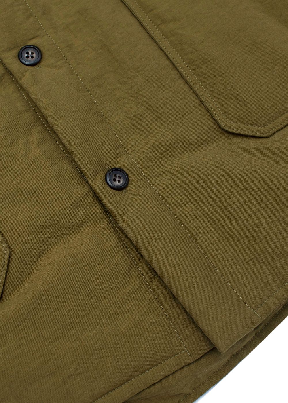 Men's Preowned Deveaux Khaki Green Twill Luca Field Shirt Size S Olive nylon