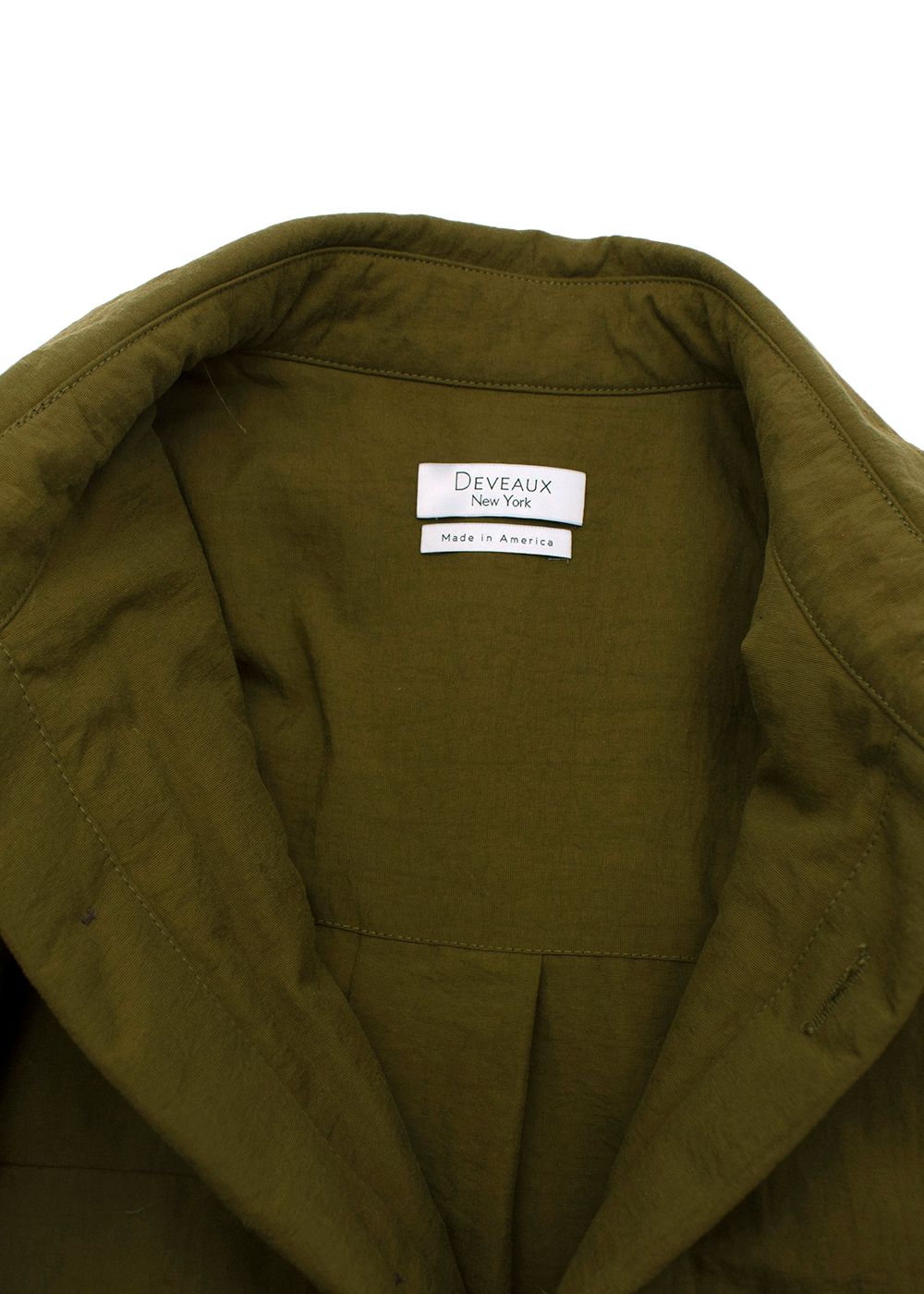 Men's Preowned Deveaux Khaki Green Twill Luca Field Shirt Size S Olive nylon