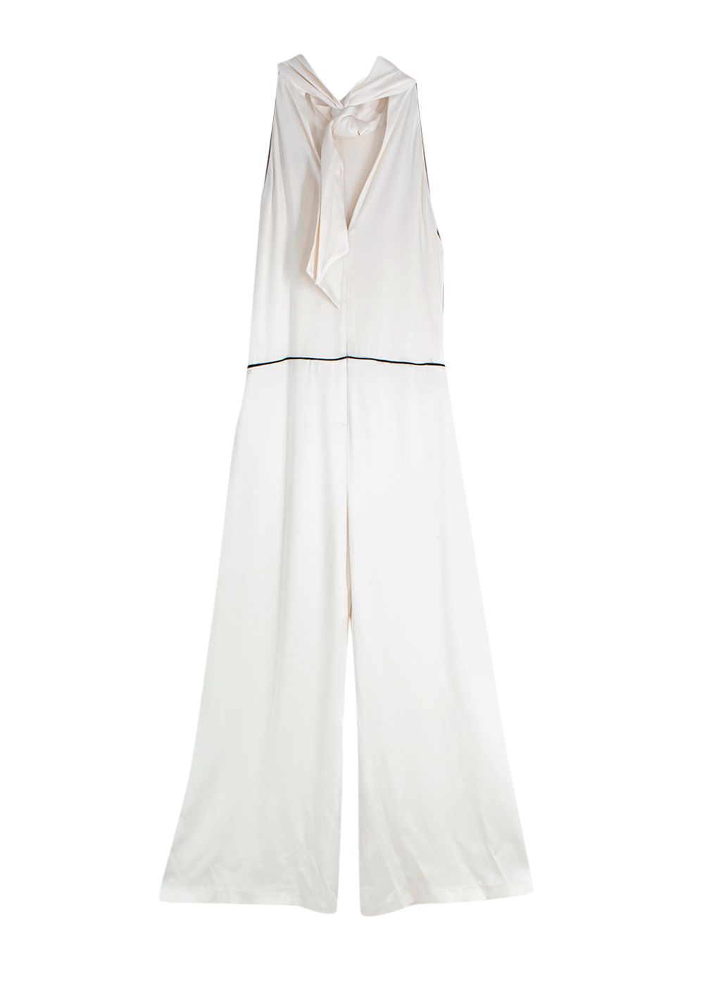 Preowned Galvan Ivory  silk-satin halterneck jumpsuit Size XS silk