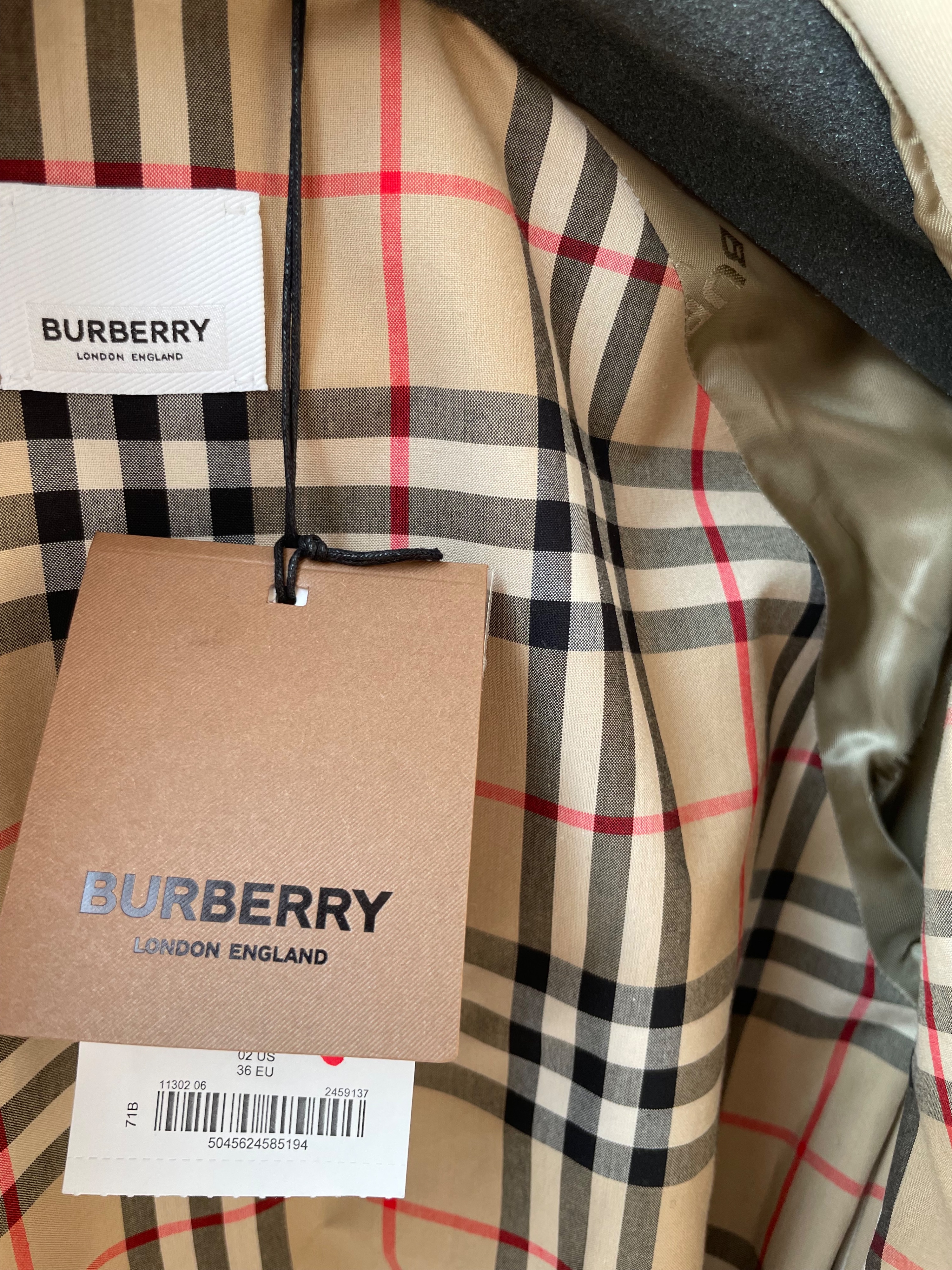 Men's Burberry Double Breasted Logo Print Trench Coat Size XS Honey cotton