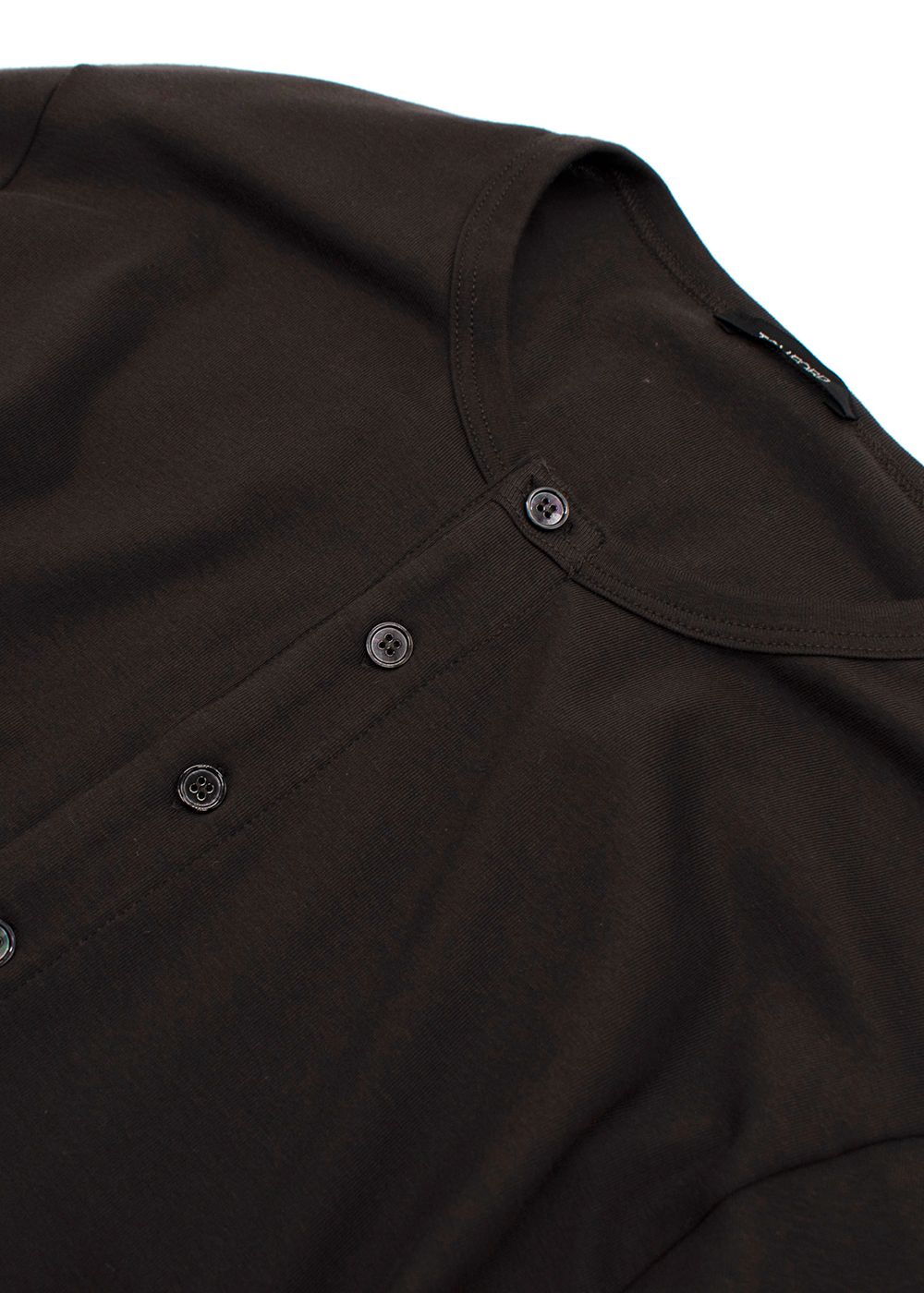 Men's Tom Ford Brown Cotton Henley T-Shirt Size L cotton/elastane