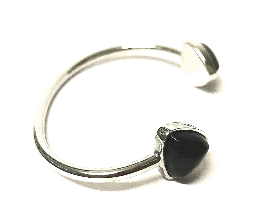 Lizzie Fortunato Onyx Cabochon Cuff Silver metal/onyx