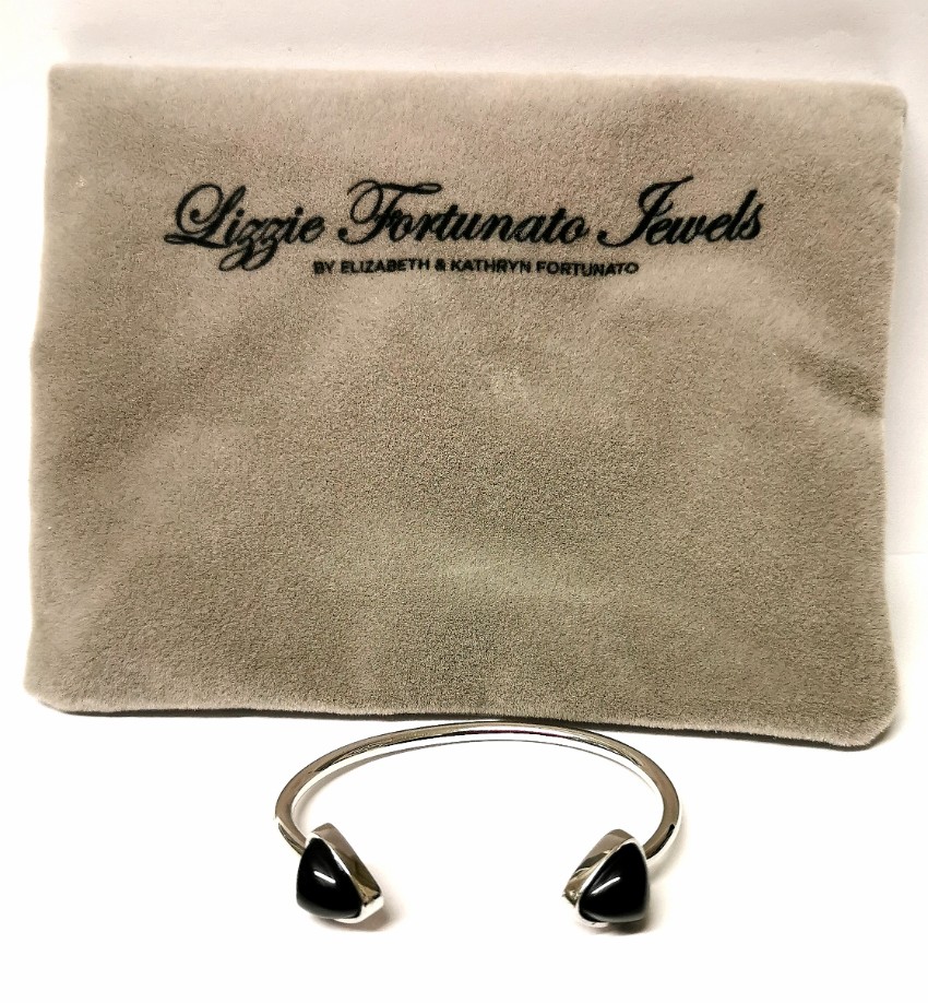 Lizzie Fortunato Onyx Cabochon Cuff Silver metal/onyx