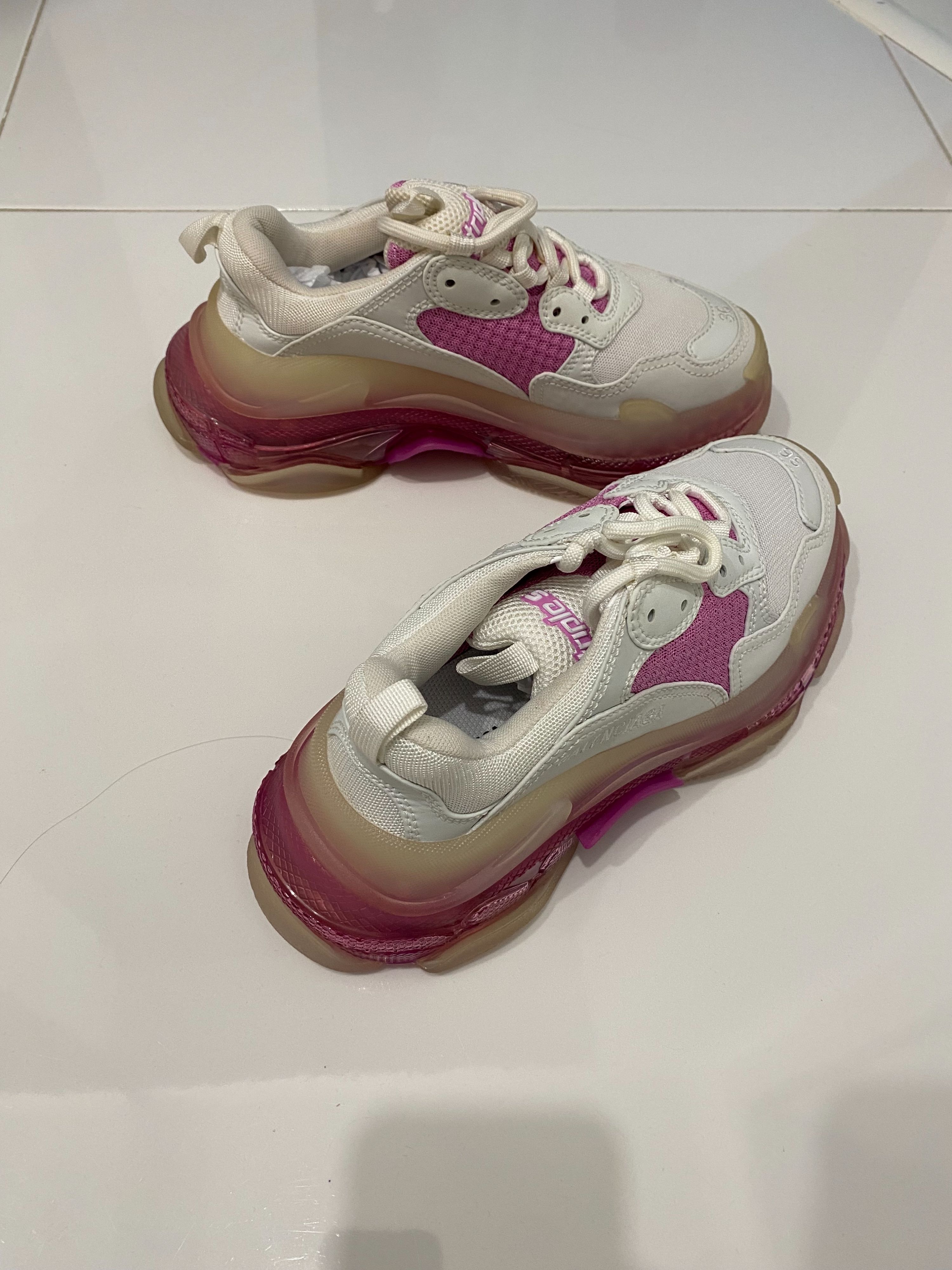 Balenciaga Pink and White Triple S Trainers Size 36 white  pink leather