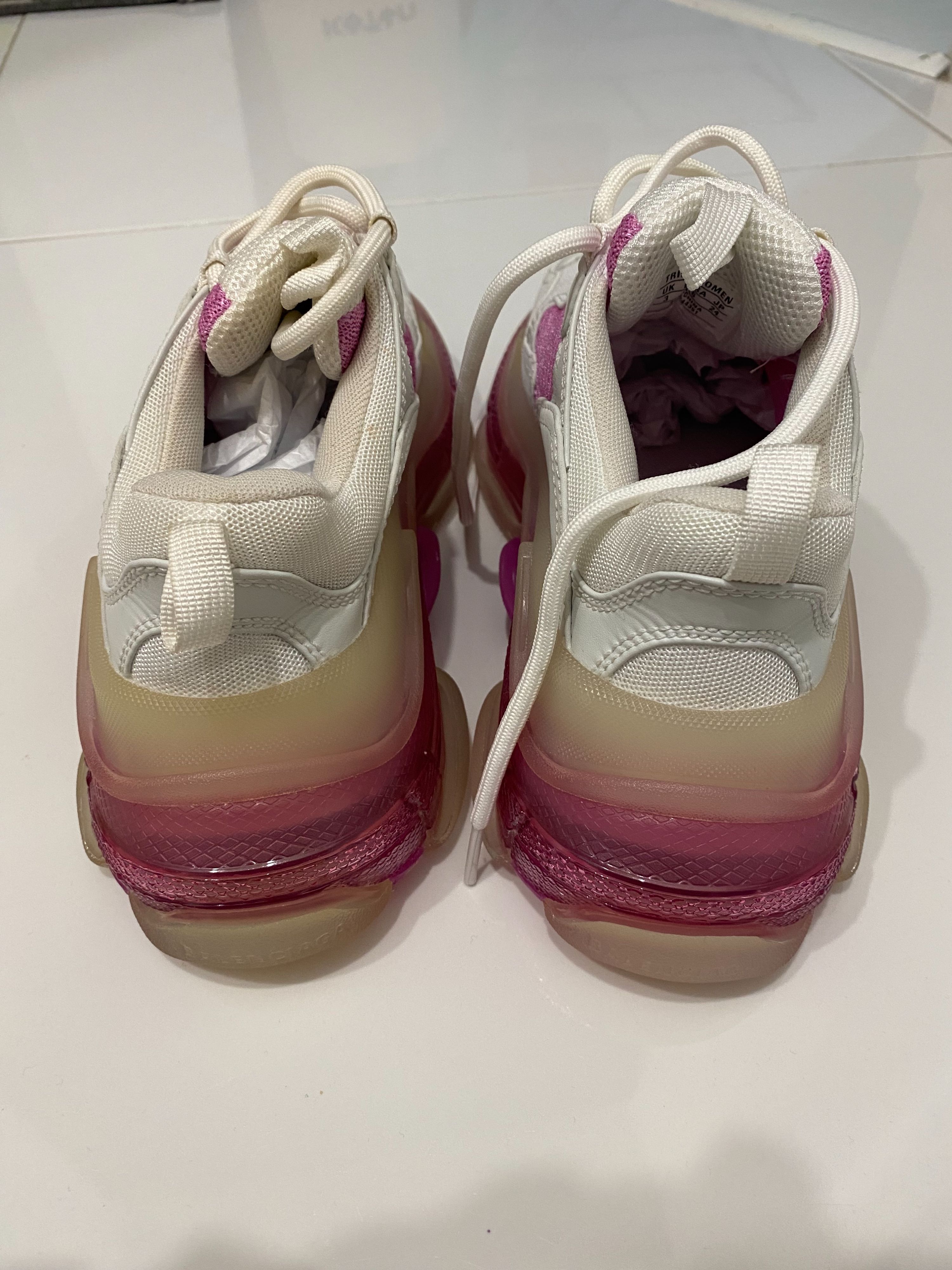 Balenciaga Pink and White Triple S Trainers Size 36 white  pink leather