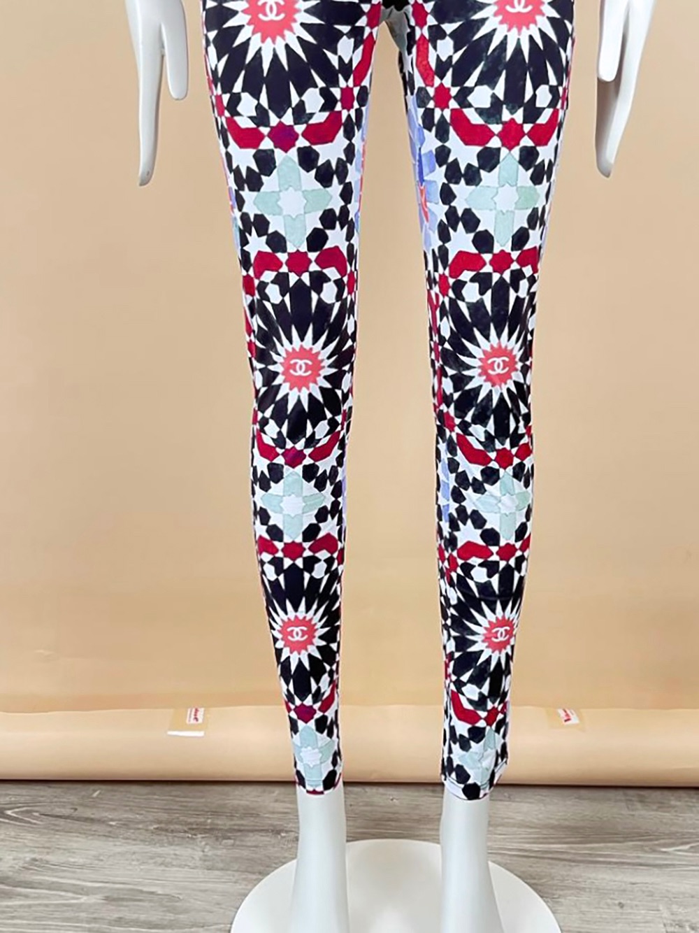 Chanel Geometric Print T-Shirt and Legging Set Size S multicolor nylon