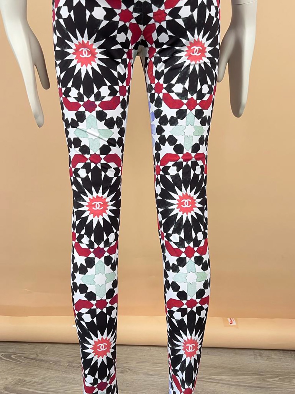 Chanel Geometric Print T-Shirt and Legging Set Size S multicolor nylon