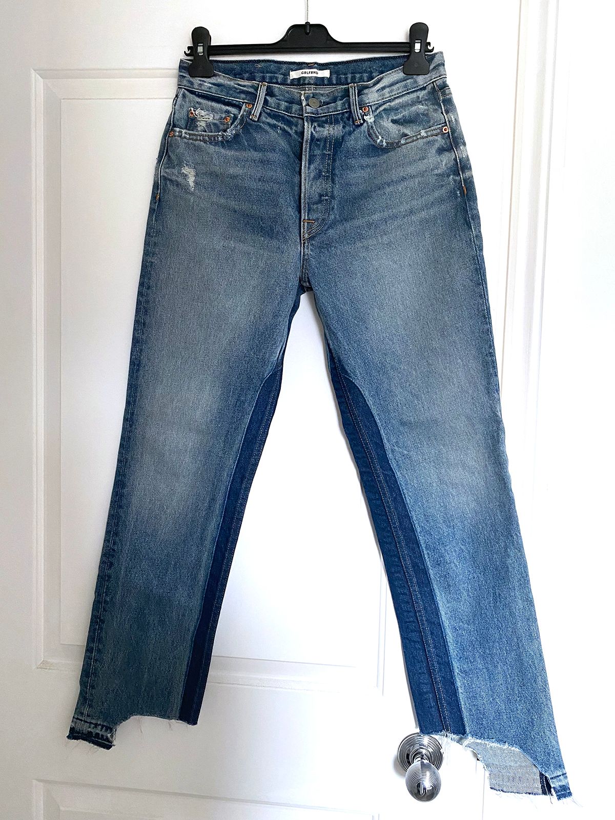 Preowned GRLFRND Helena Two-Tone Straight Jeans Size 27/69 Blue cotton