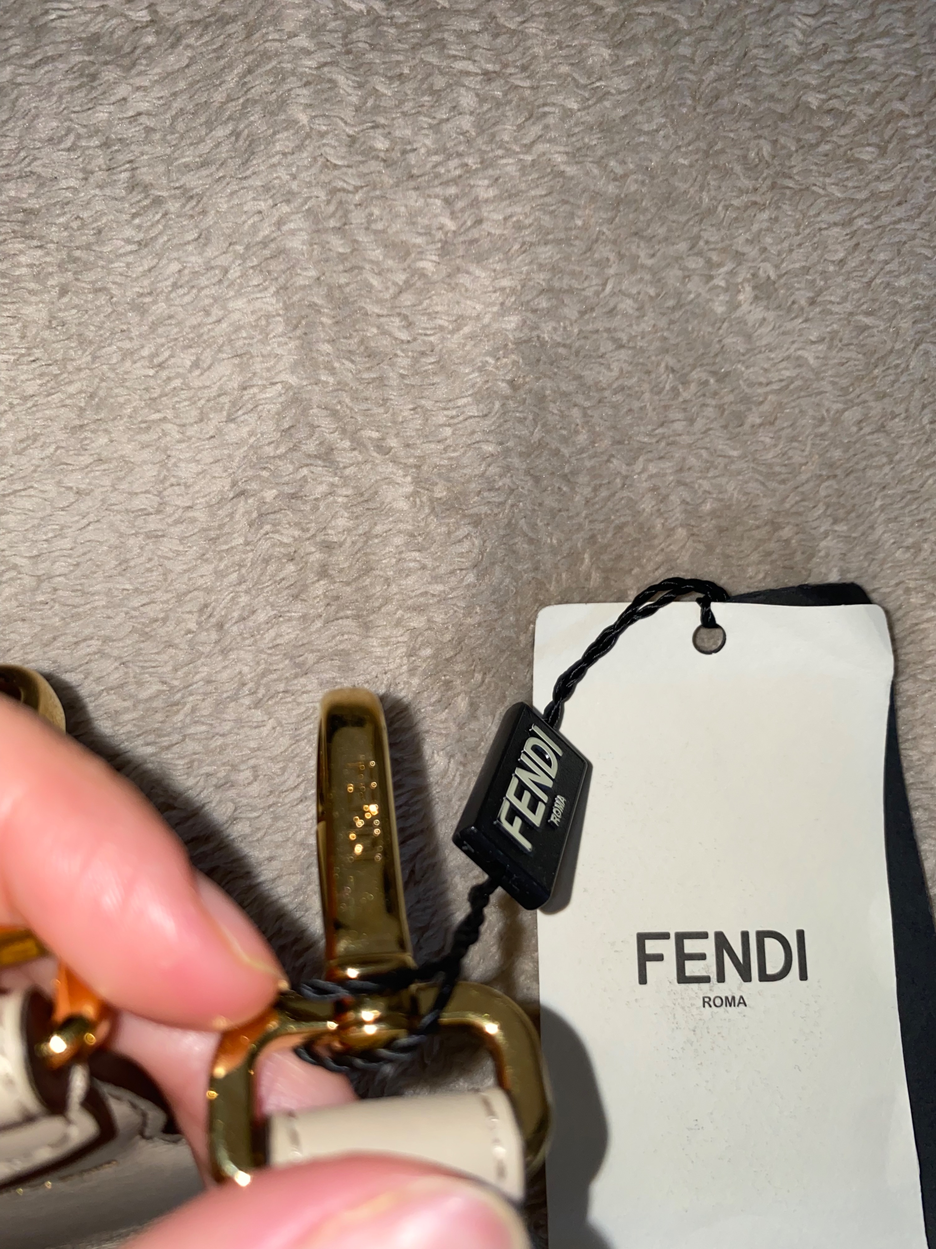 Fendi Pastel leather bag strap Pink and white