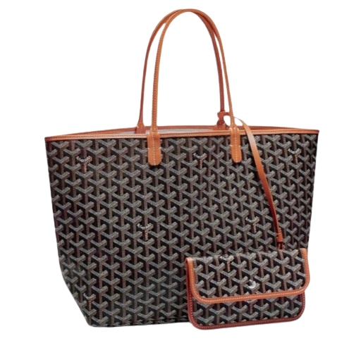 Preowned Goyard Black St Louis PM Tote Bag earthy brown goyarline canvas/cotton/linen