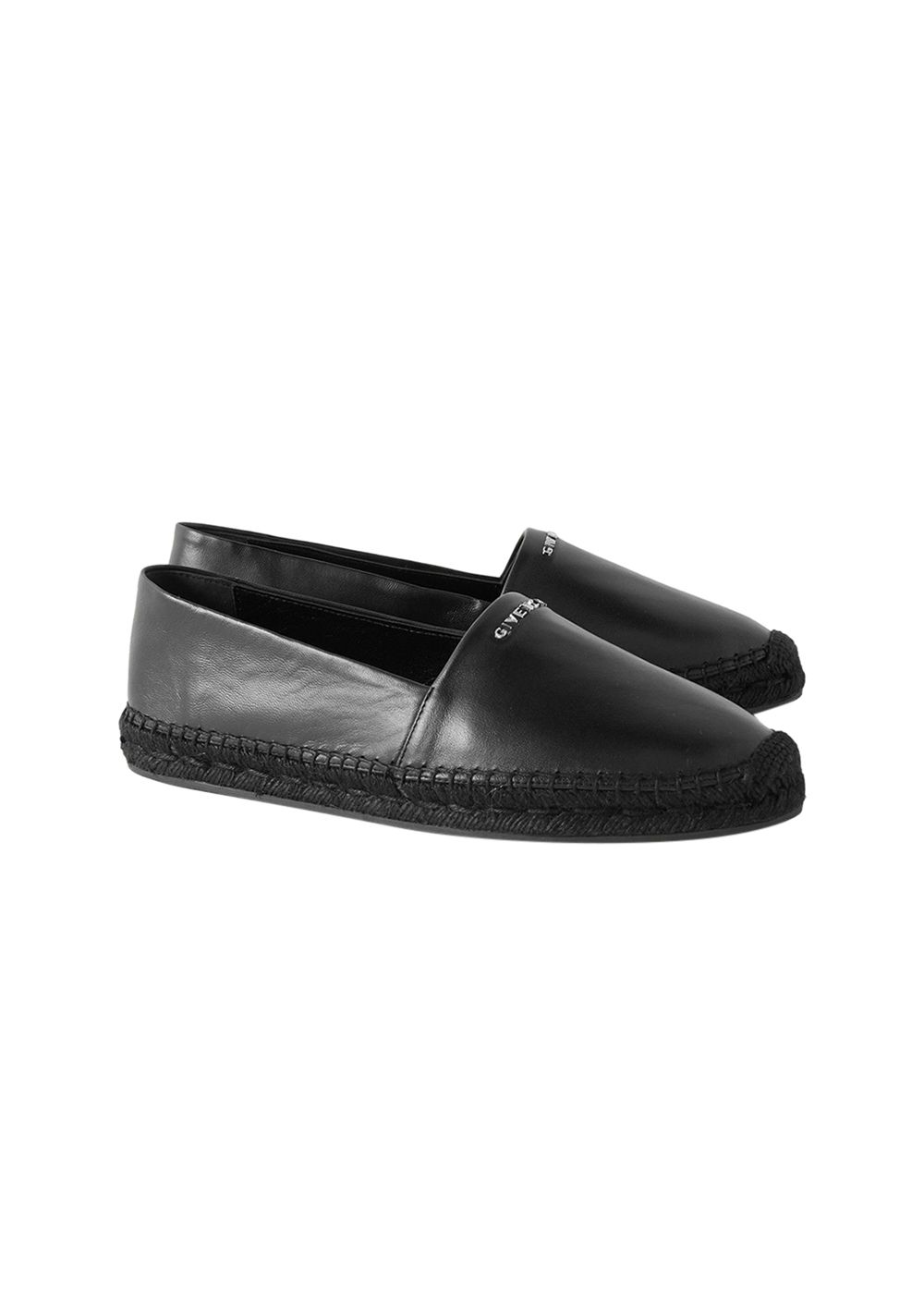 Givenchy Black Leather Logo Espadrilles Size 38