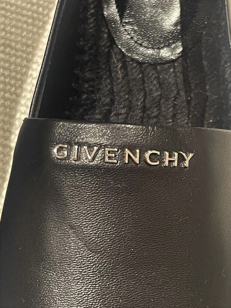 Givenchy Black Leather Logo Espadrilles Size 38