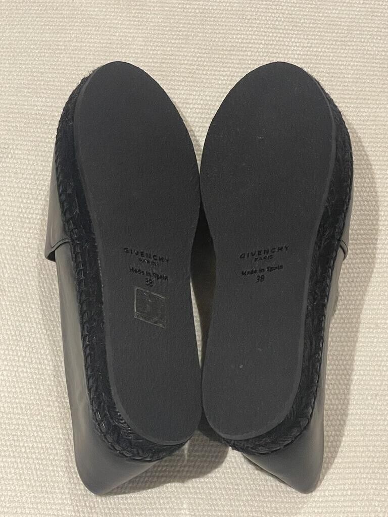 Givenchy Black Leather Logo Espadrilles Size 38