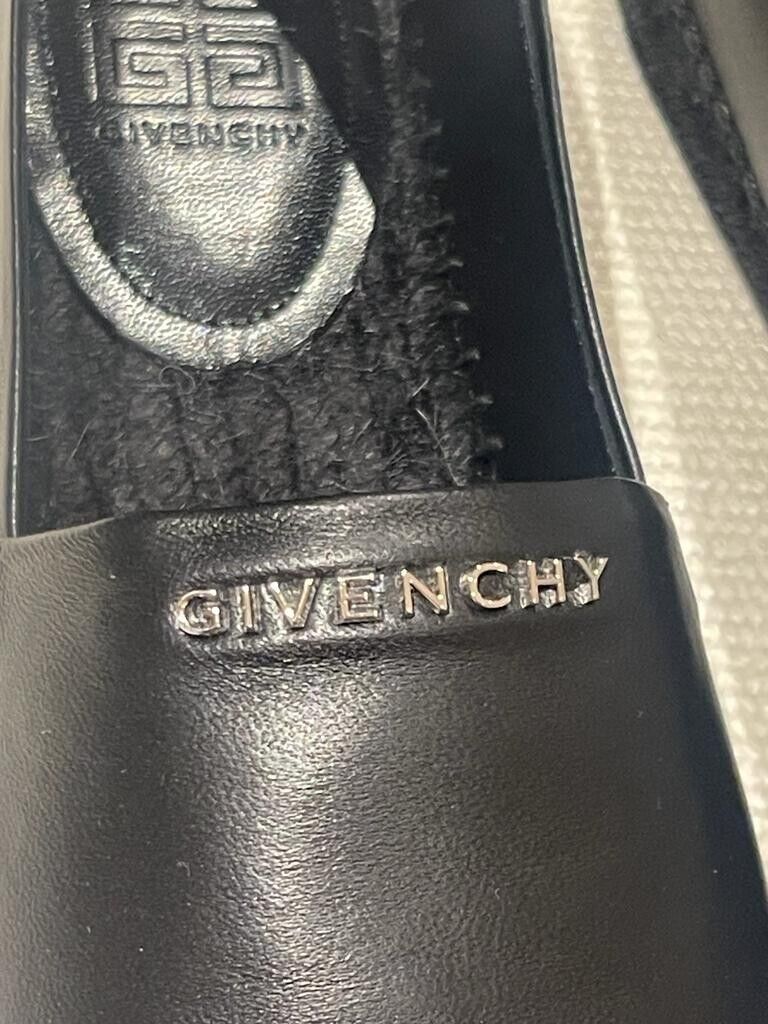 Givenchy Black Leather Logo Espadrilles Size 38