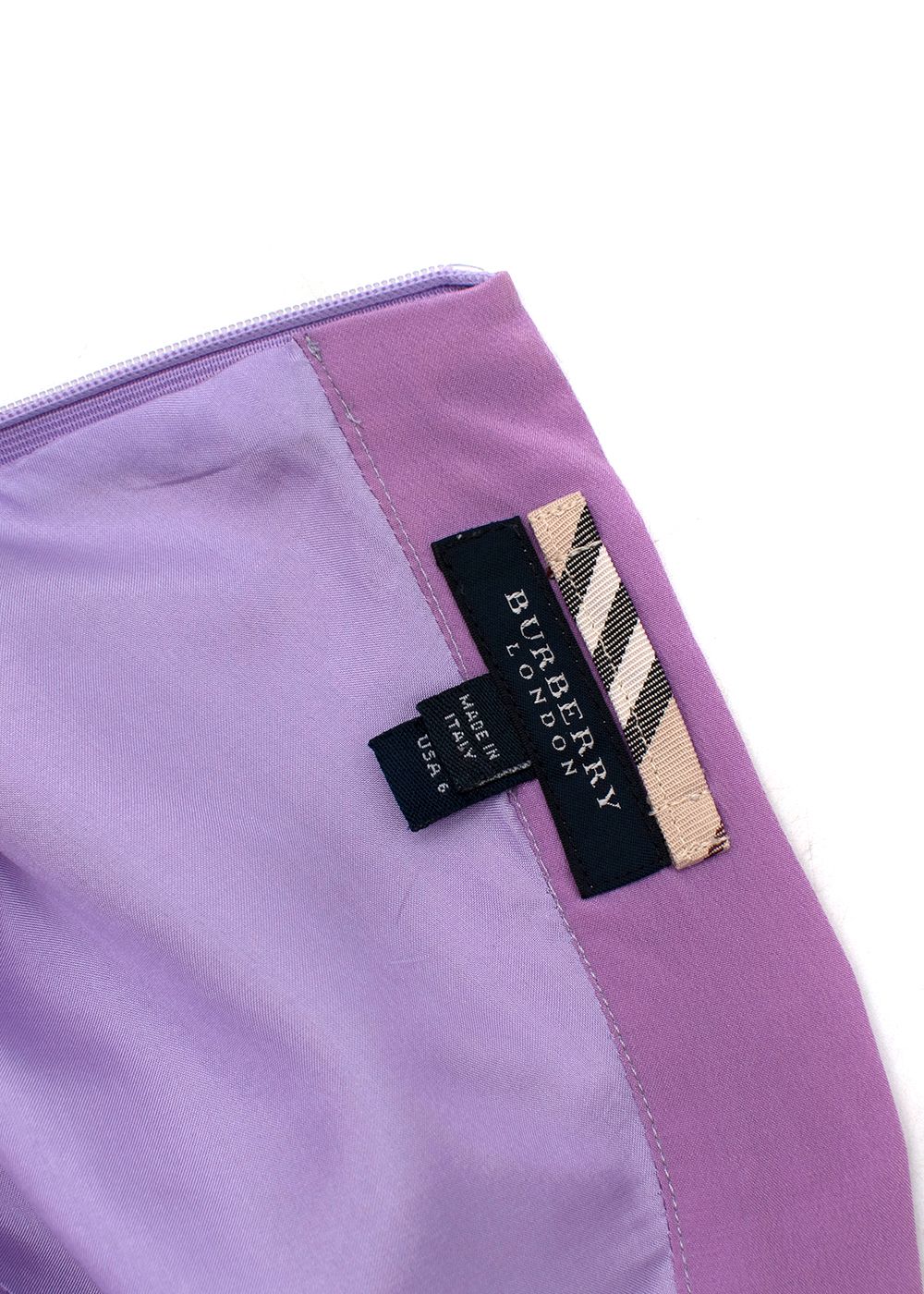 Preowned Burberry Purple Silk Blend A-Line Mini Skirt Size XS Lilac