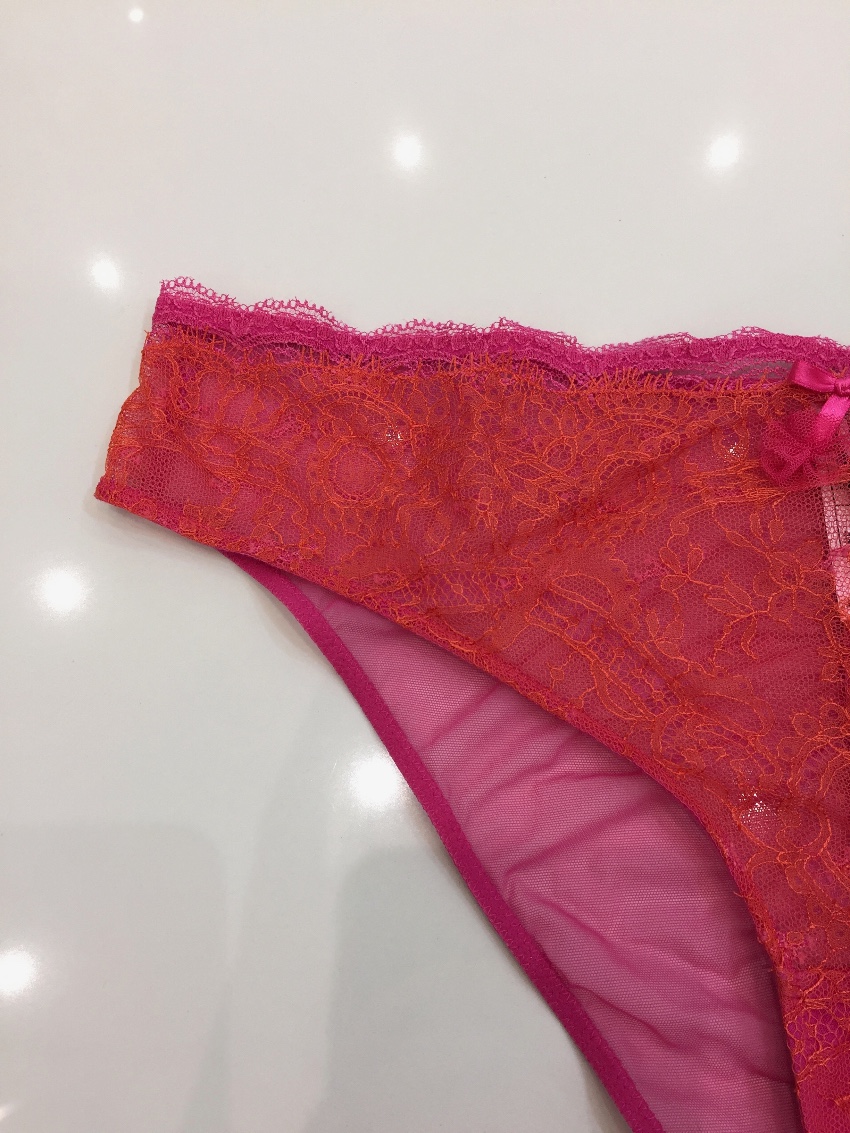 Chantal Thomass Fuchsia Pink  Orange Calais Leavers Lace Brief Size L