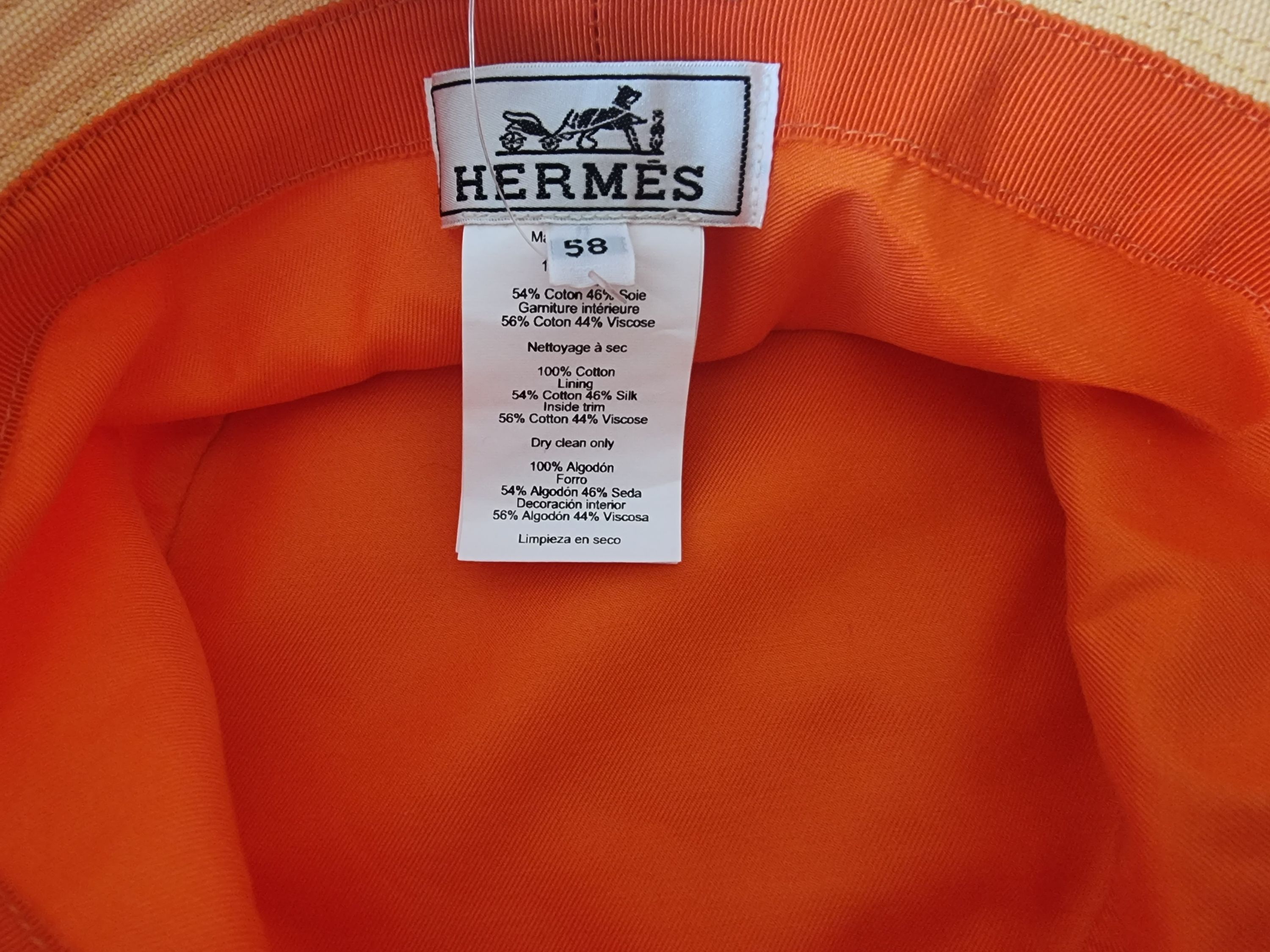 Hermes Orange Gene Sunshine Bucket Hat Size L cotton