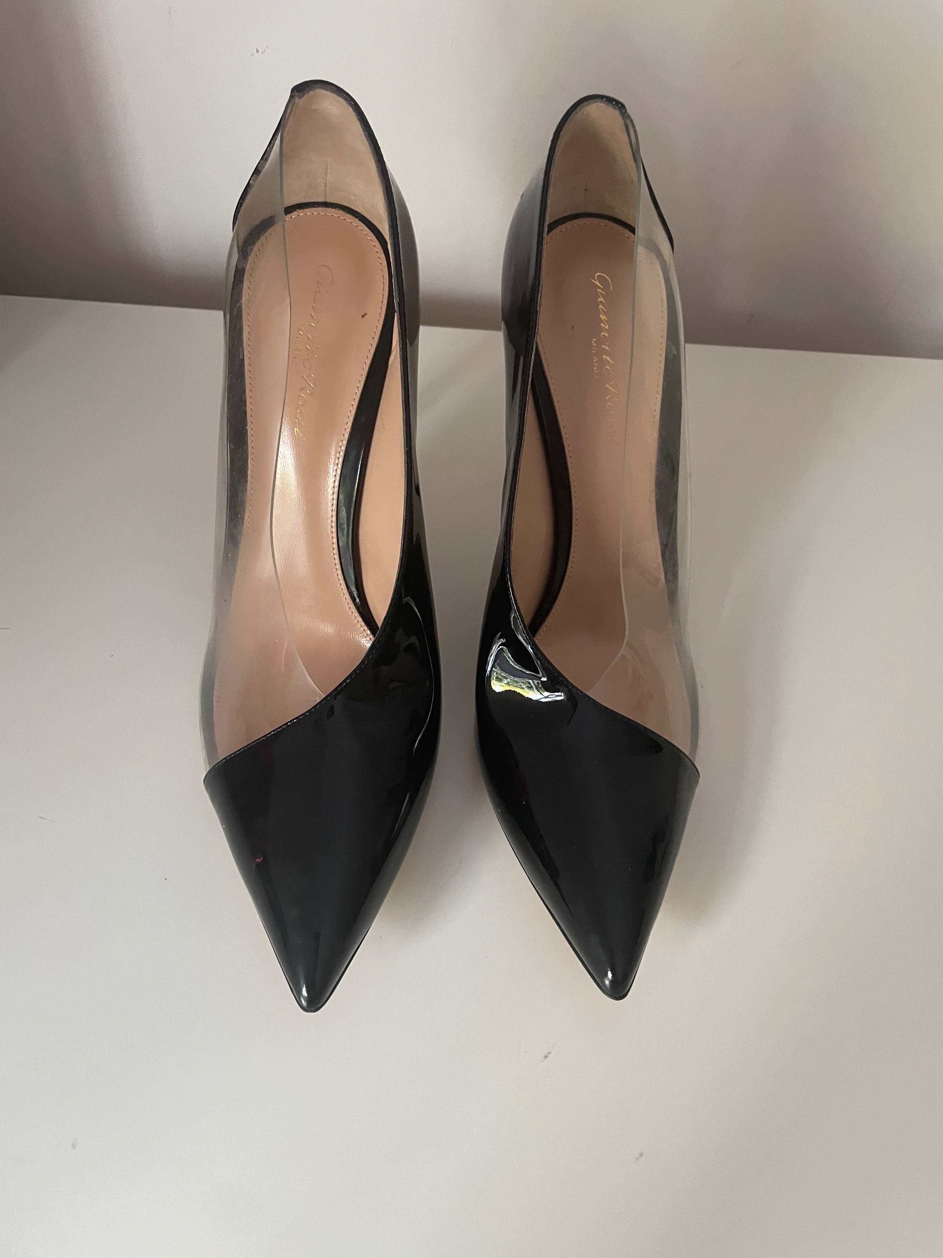 Preowned Gianvito Rossi Black Patent And Perspex Pumps Size 40 patent leather