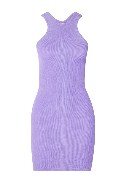 Preowned Hunza G Purple Seersucker Iris Mini Dress nylon blend