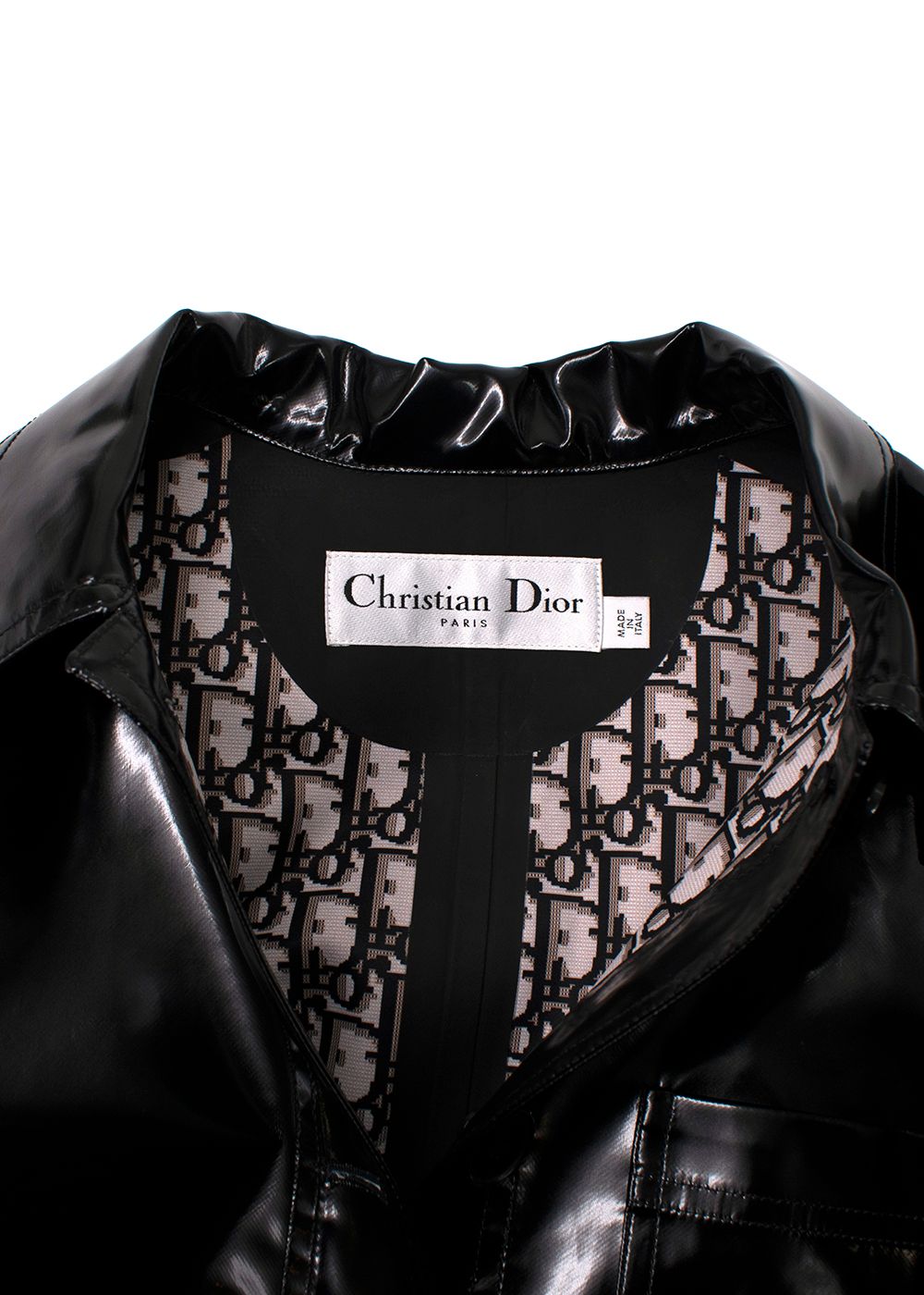 Preowned Dior Black Glossy Single-breasted Jacket Size XS leather