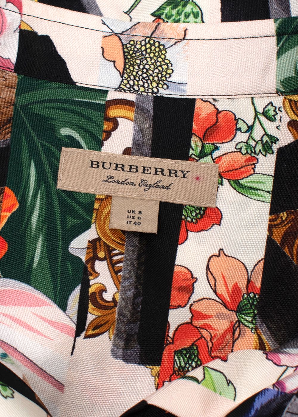 Burberry Graffiti Archive Scarf Print Silk Shirt Dress Size XS black white multicoloured