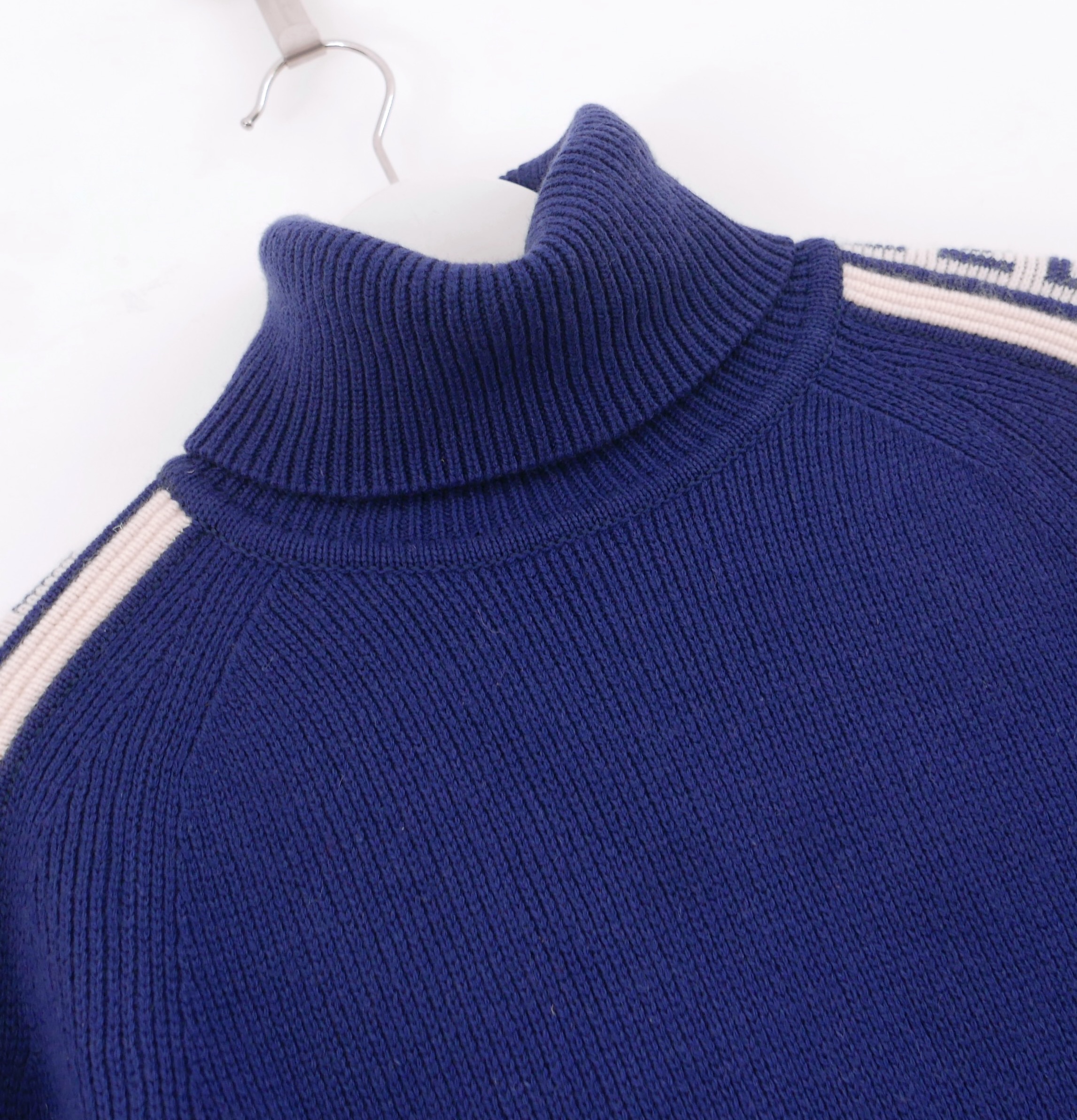 Celine Vintage Blue Logo Turtle Neck Jumper Size S