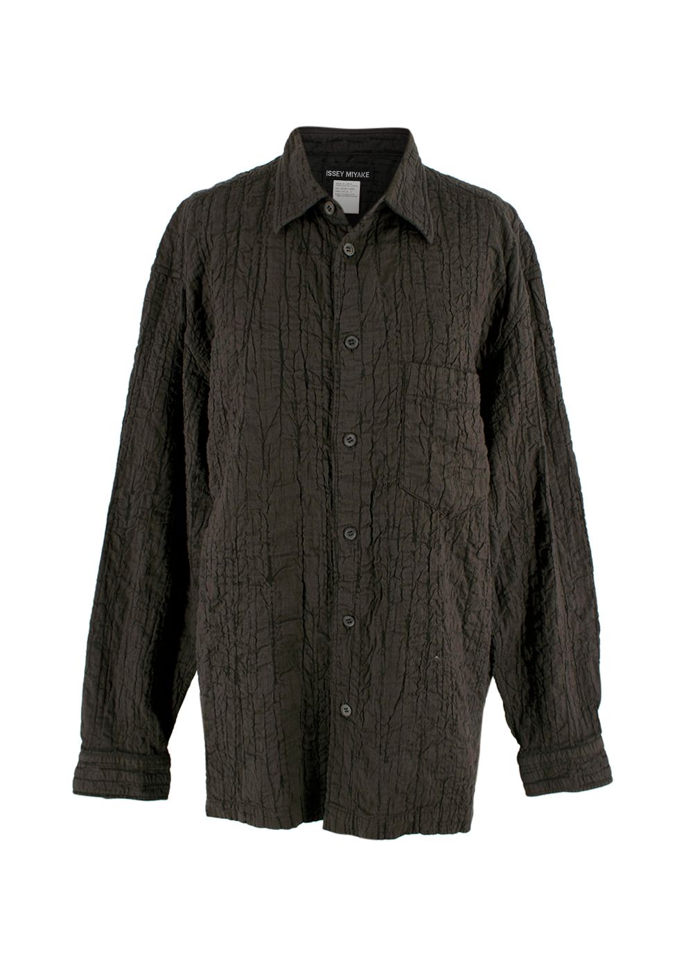 Issey Miyake Grey Oversized Crinkle Shirt Size M cotton