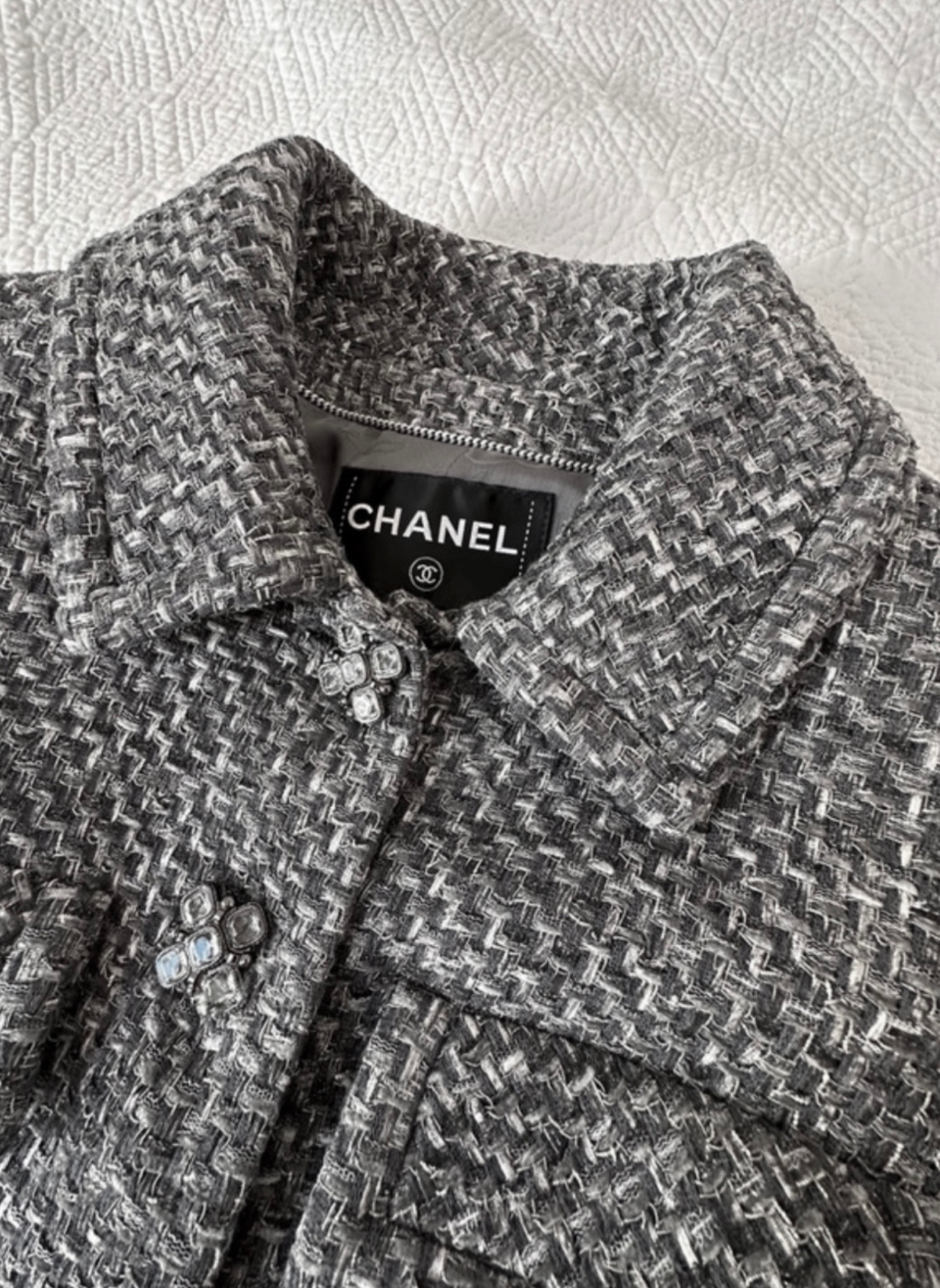 Preowned Chanel Grey Lesage Tweed Jacket Size S