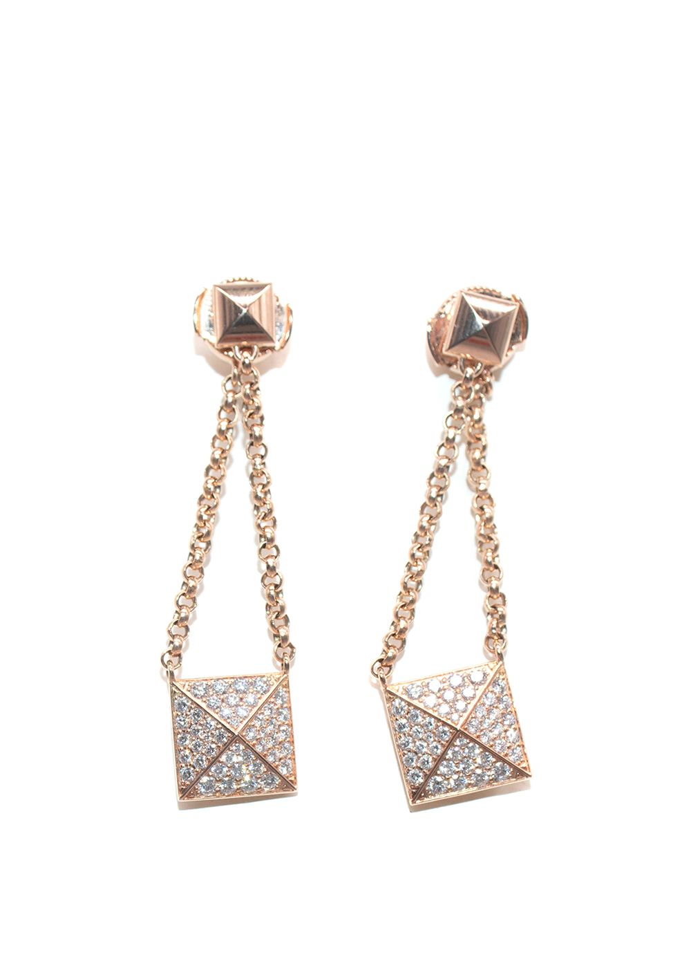 Hermes Rose Gold Clou d'H dangle Earrings with Diamonds