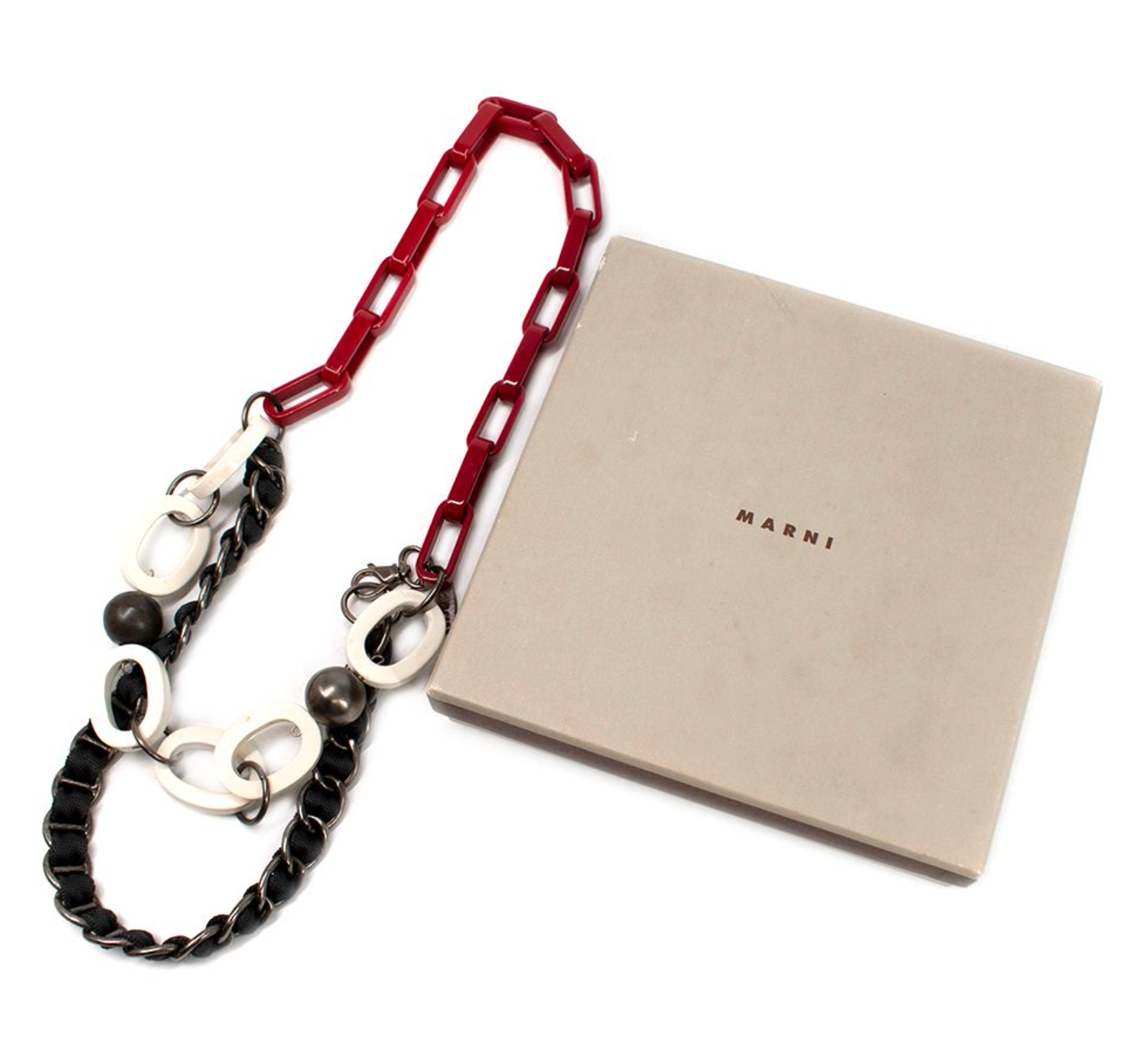 Marni Black Red and White Chunky Necklace