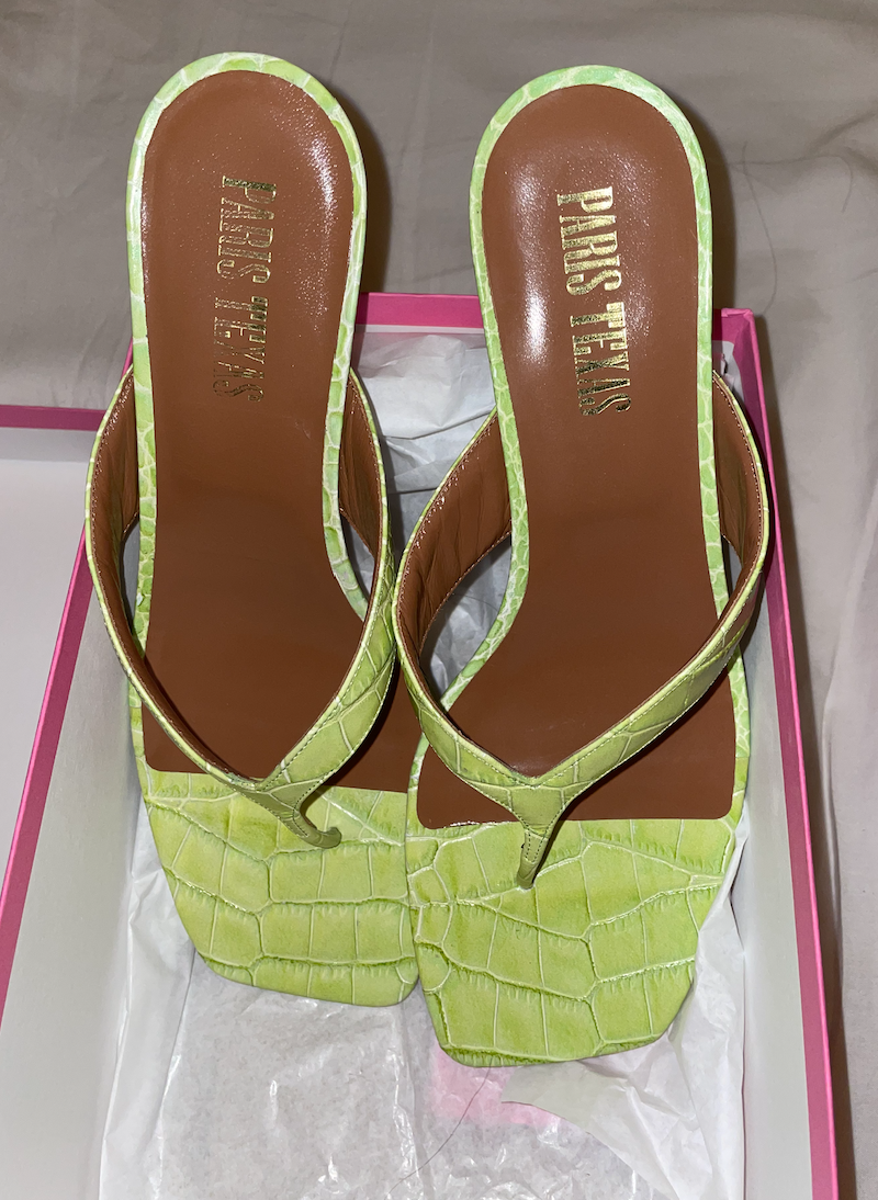 Paris Texas Infradito 45 crocodile-embossed leather mules Size 39 Green