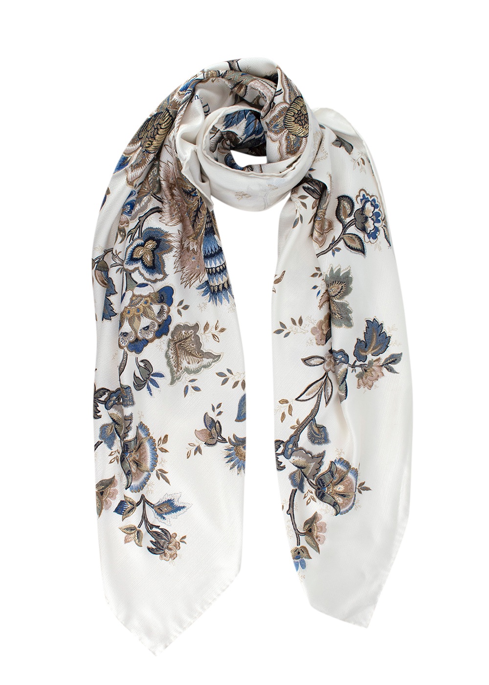 Dior Floral Silk Scarf White silk/polyester