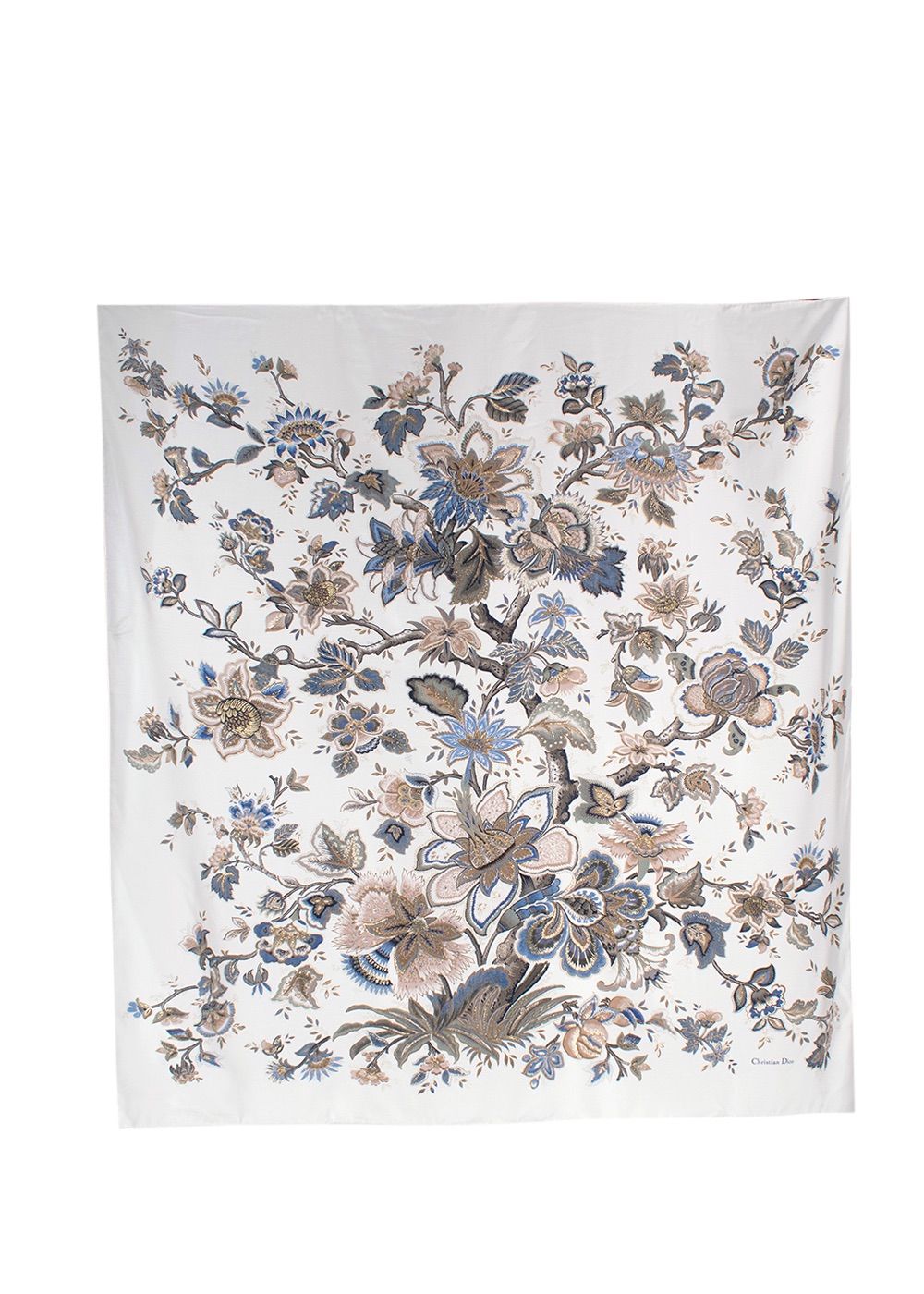 Dior Floral Silk Scarf White silk/polyester