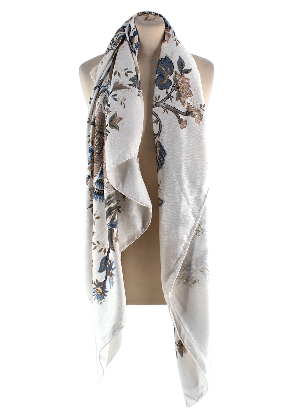 Dior Floral Silk Scarf White silk/polyester