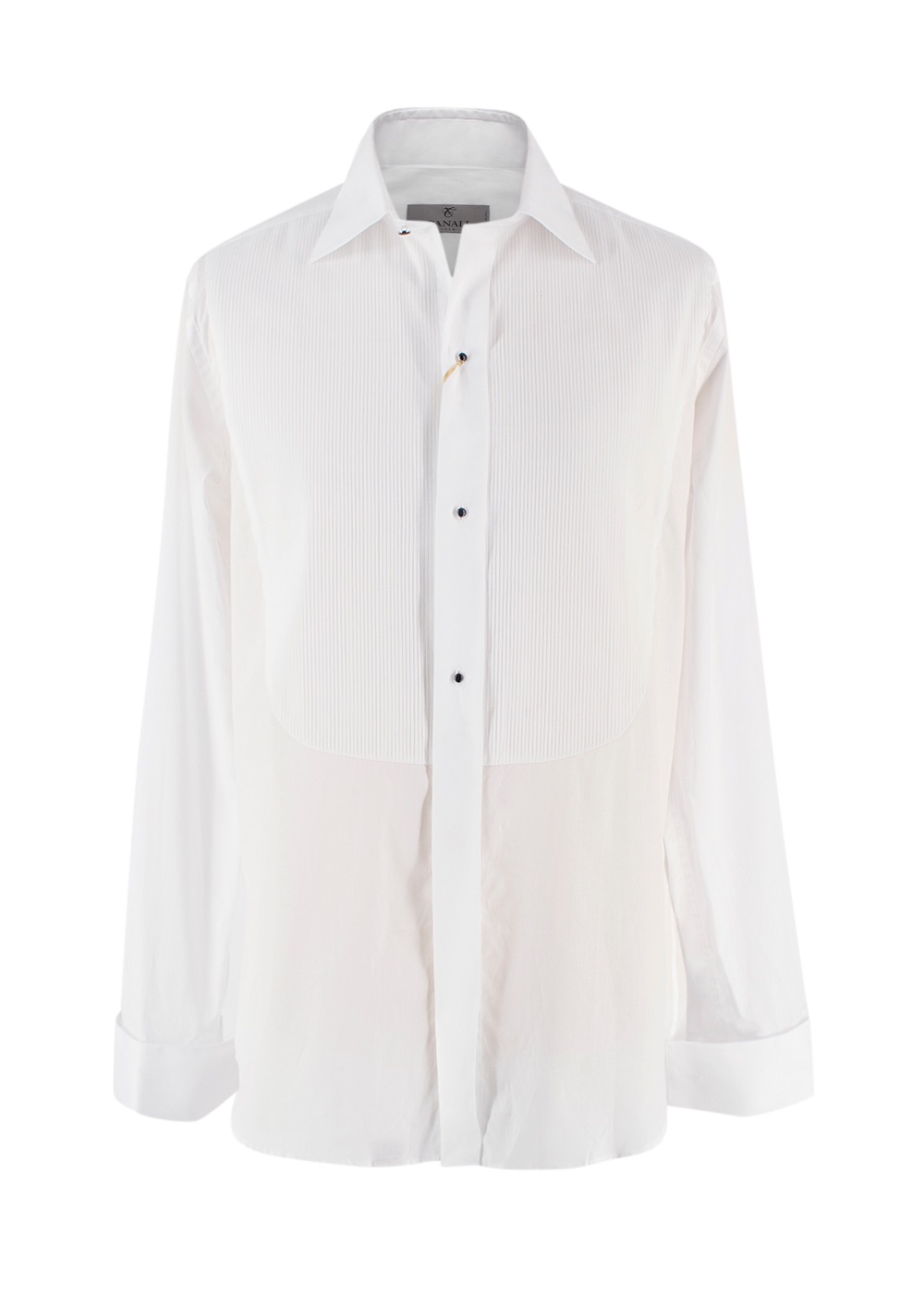 Men's Canali White Pleated Dress Shirt Size 15.5 cotton