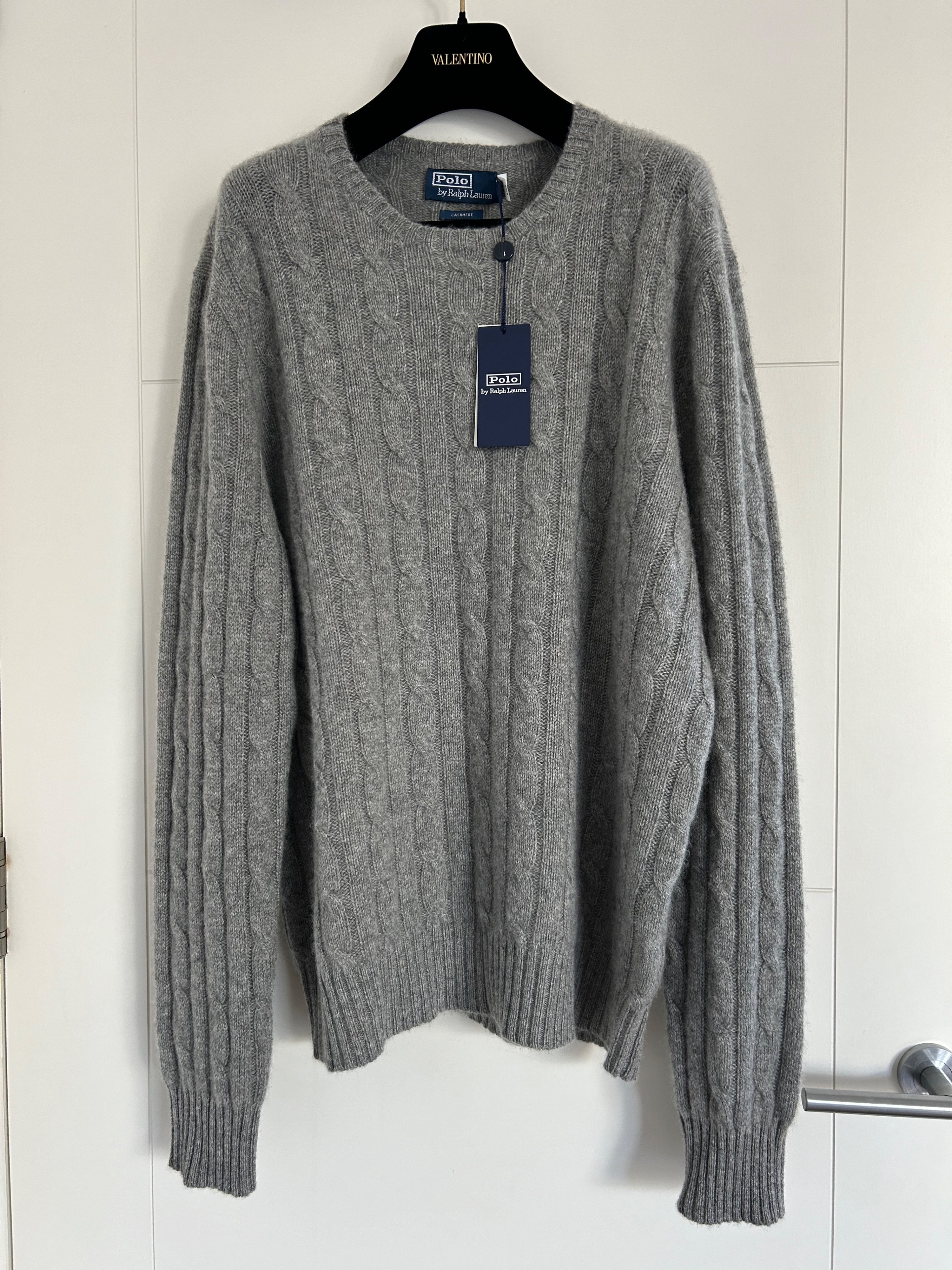 Polo Ralph Lauren Argyle Knit Cashmere Sweater Size L Grey