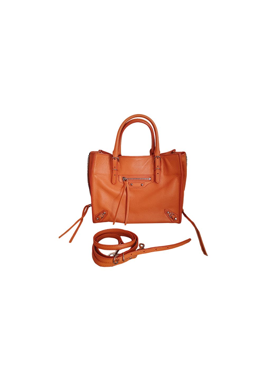 Balenciaga Orange leather Papier tote bag