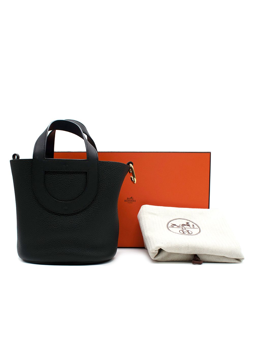 Hermes Black In-The-Loop 18cm Tote with Gold Hardware leather