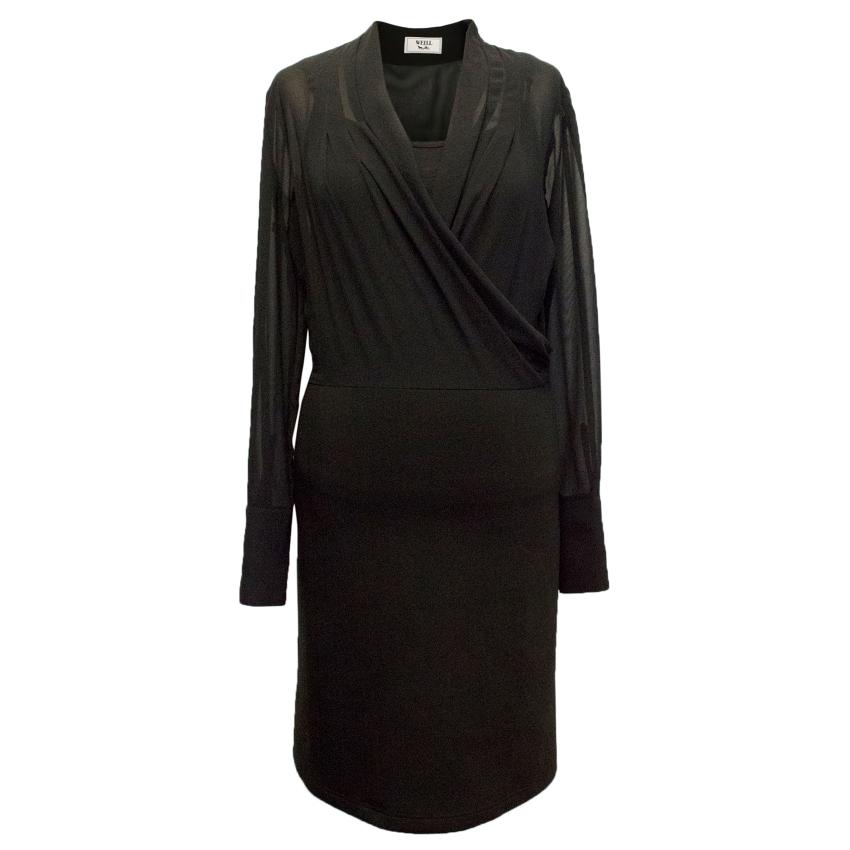 Preowned Weill Black Mesh Top Long Sleeved Dress Size XS polyester