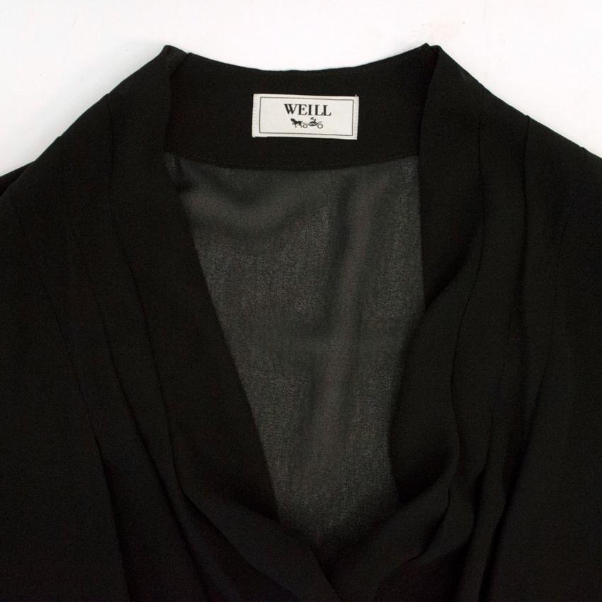 Preowned Weill Black Mesh Top Long Sleeved Dress Size XS polyester