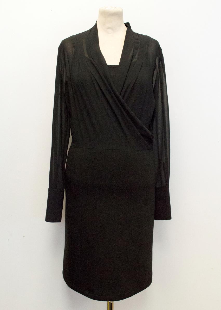 Preowned Weill Black Mesh Top Long Sleeved Dress Size XS polyester