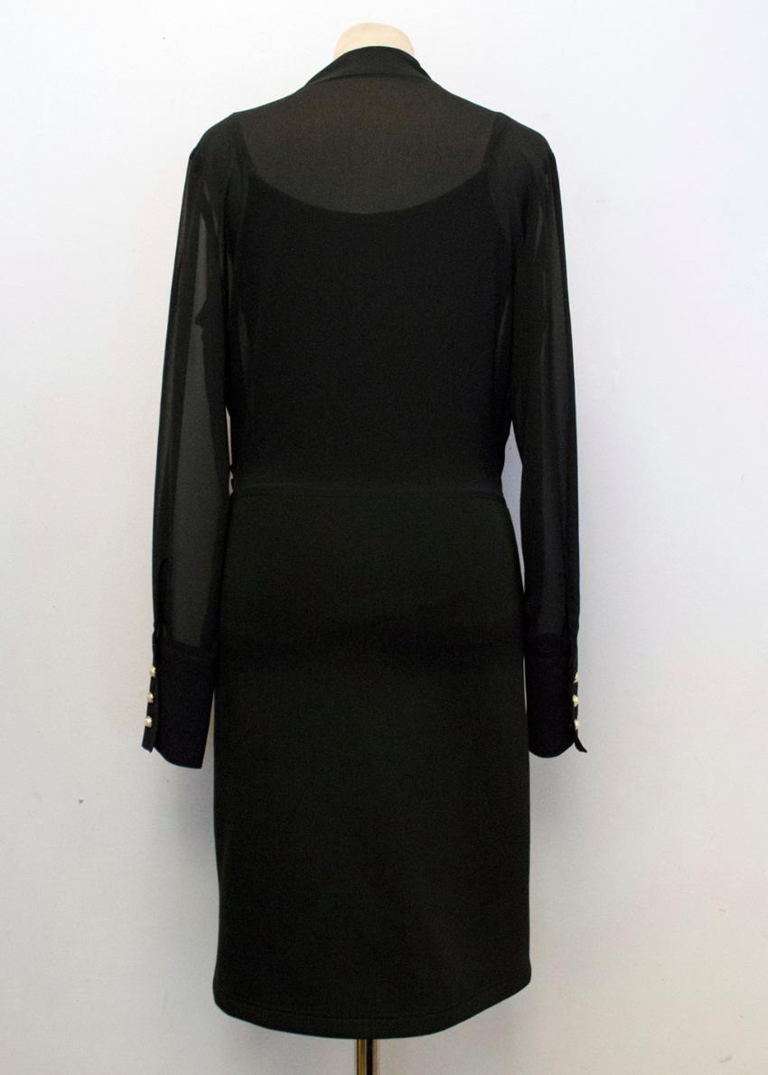 Preowned Weill Black Mesh Top Long Sleeved Dress Size XS polyester