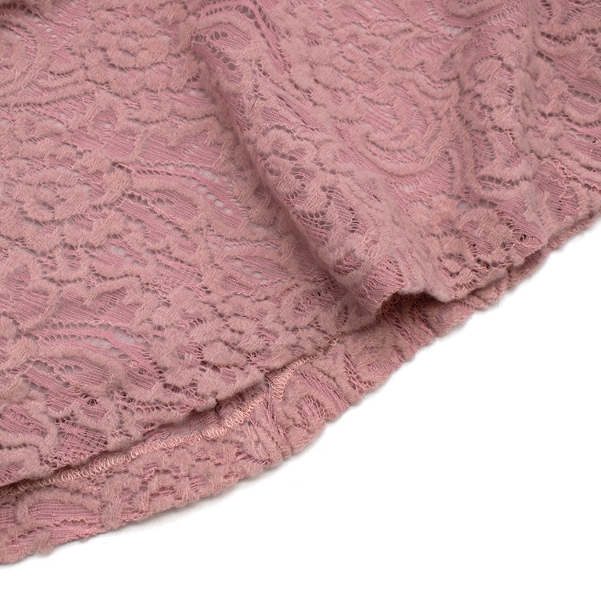 Preowned Luisa Beccaria Pink Wool Blend Lace Skirt Size S