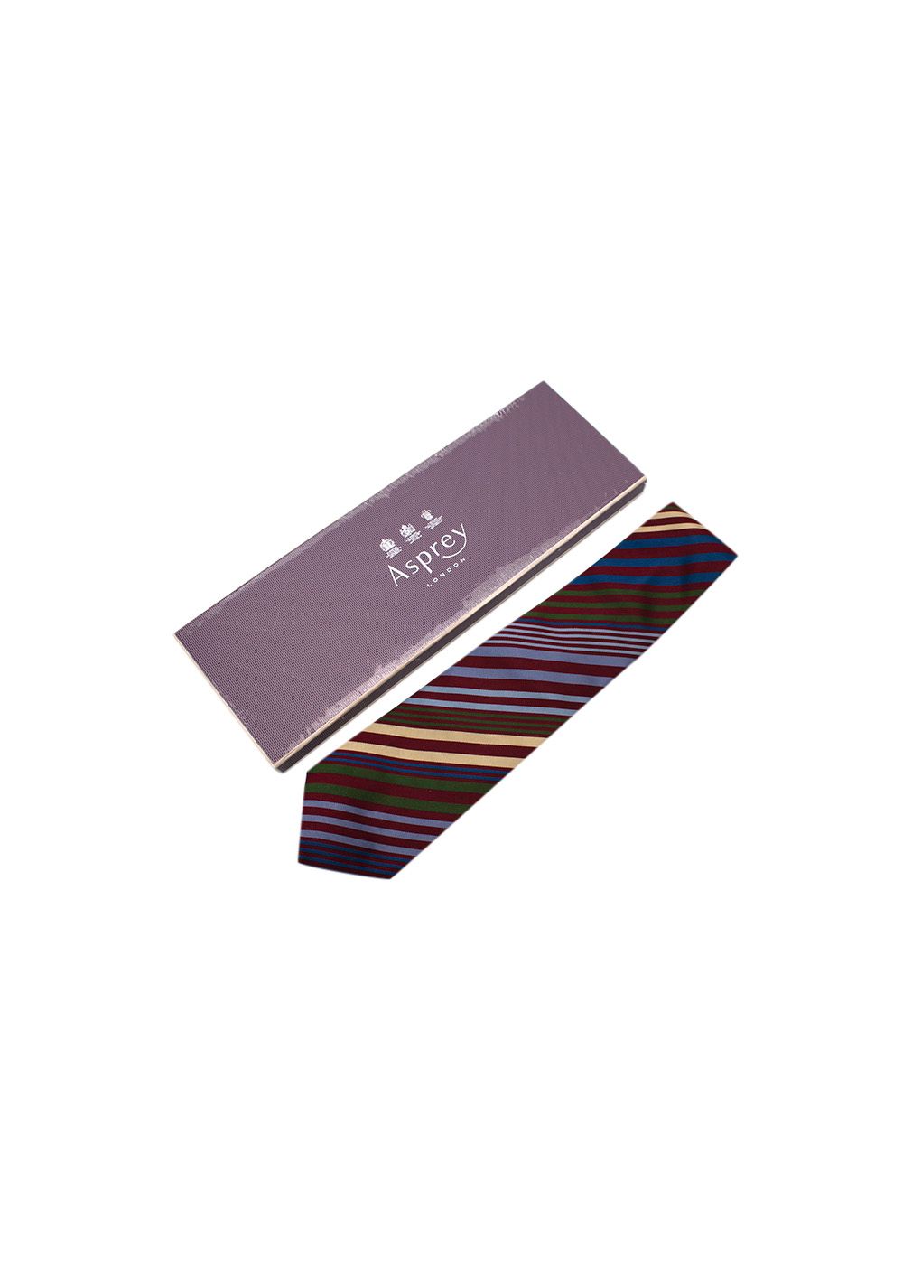 Asprey Woven Stripe Burgundy Silk Tie