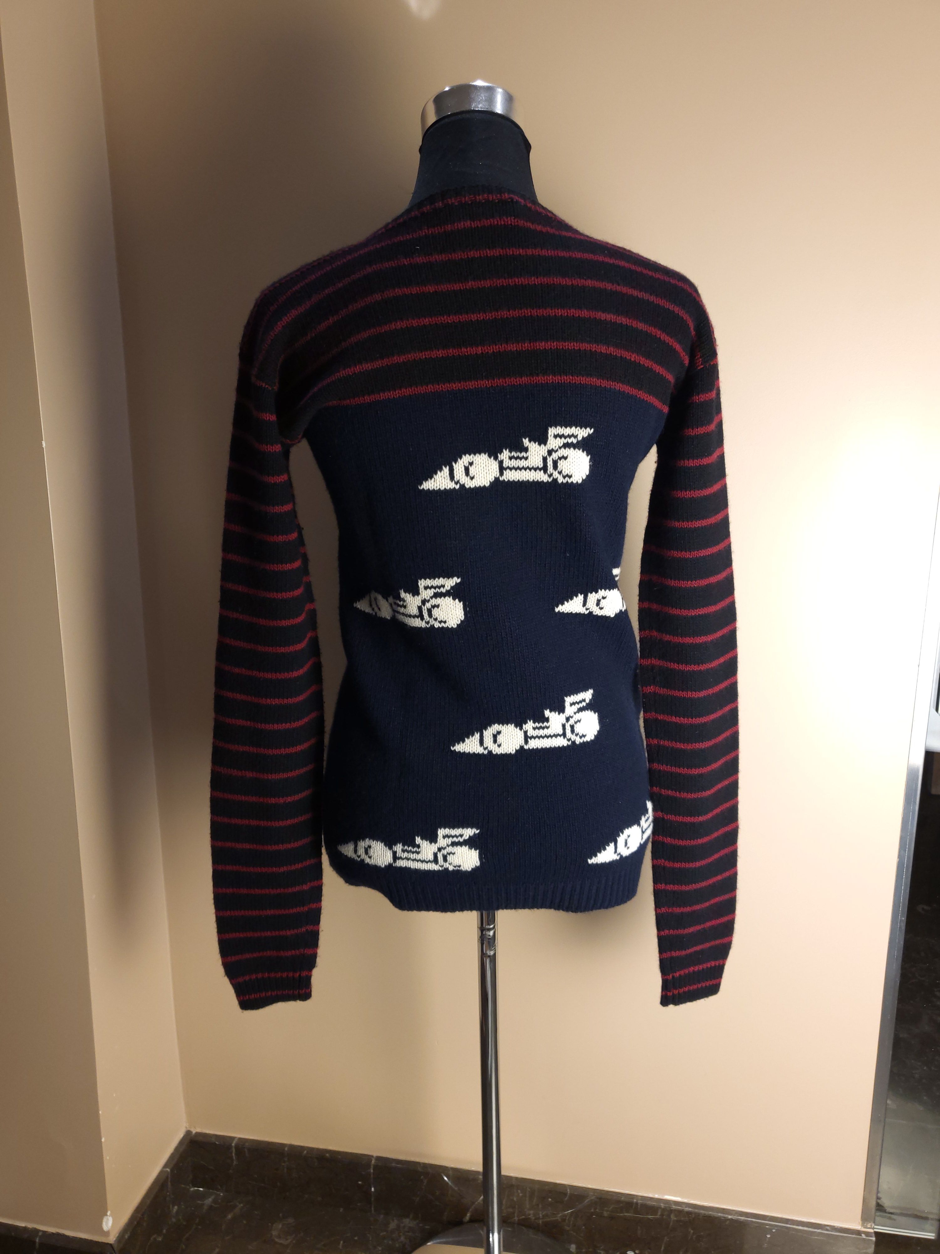 Preowned Prada Runway Wool Knit Jumper Size S Navy