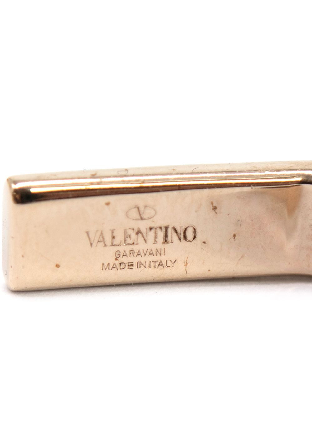 Valentino Gold Tone Pyramid Stud Bar Ring - Size 13 metal