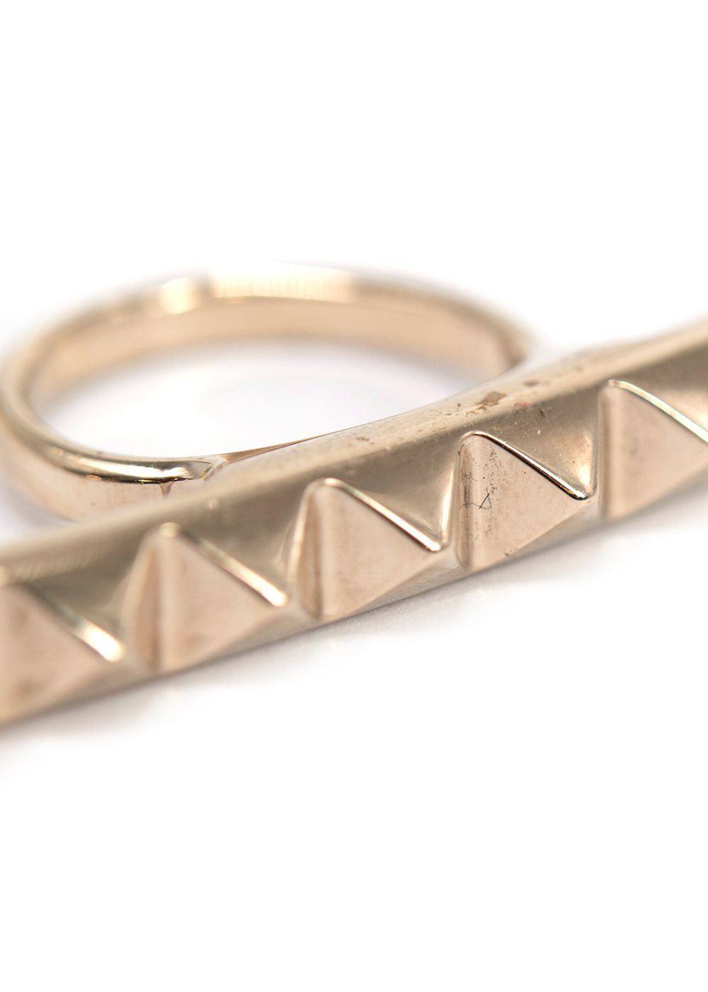 Valentino Gold Tone Pyramid Stud Bar Ring - Size 13 metal